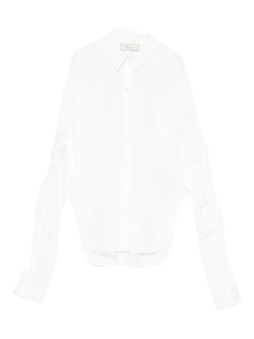 gathered-sleeve button-down shirt - 1