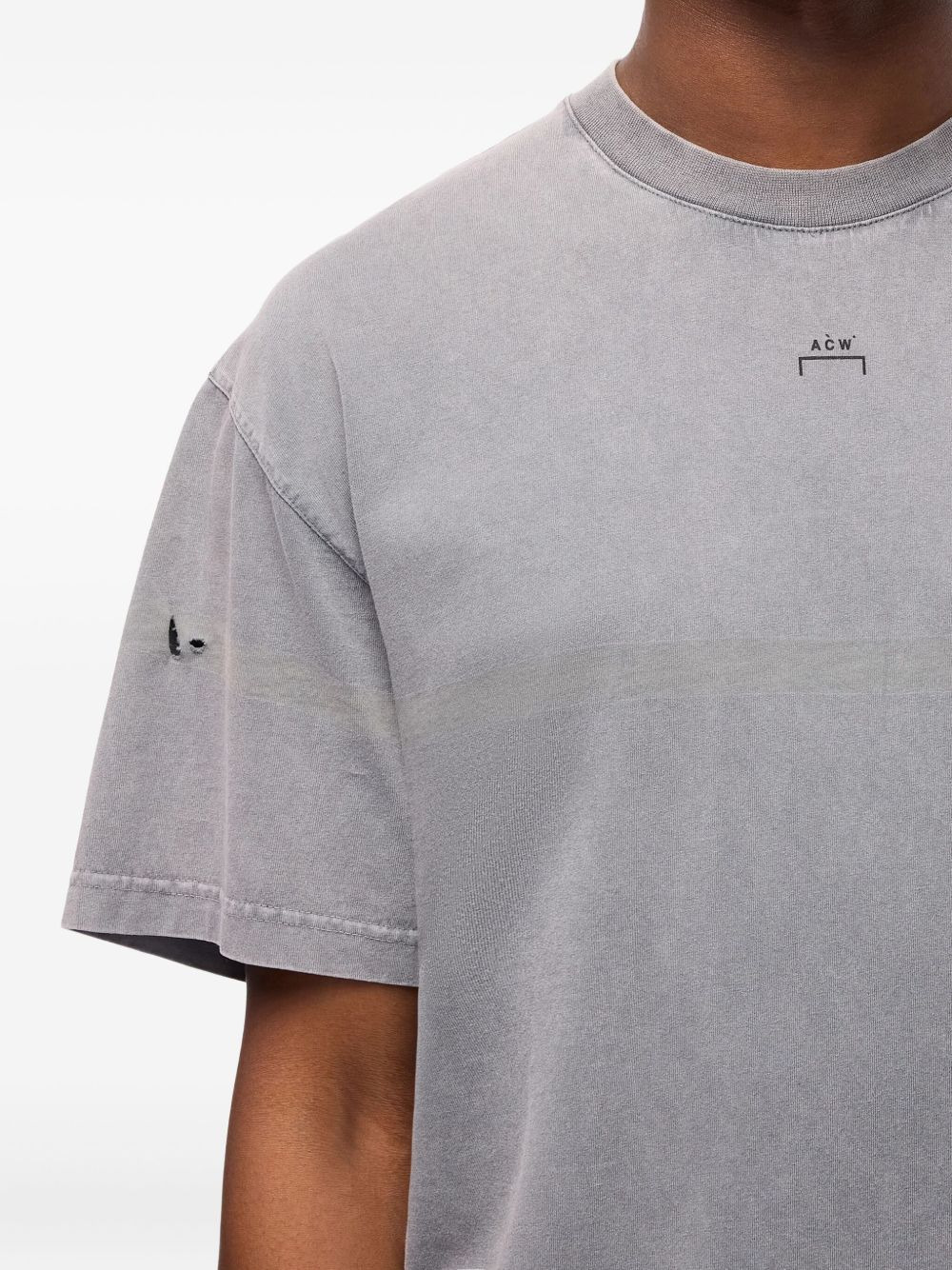 distressed cotton T-shirt - 5