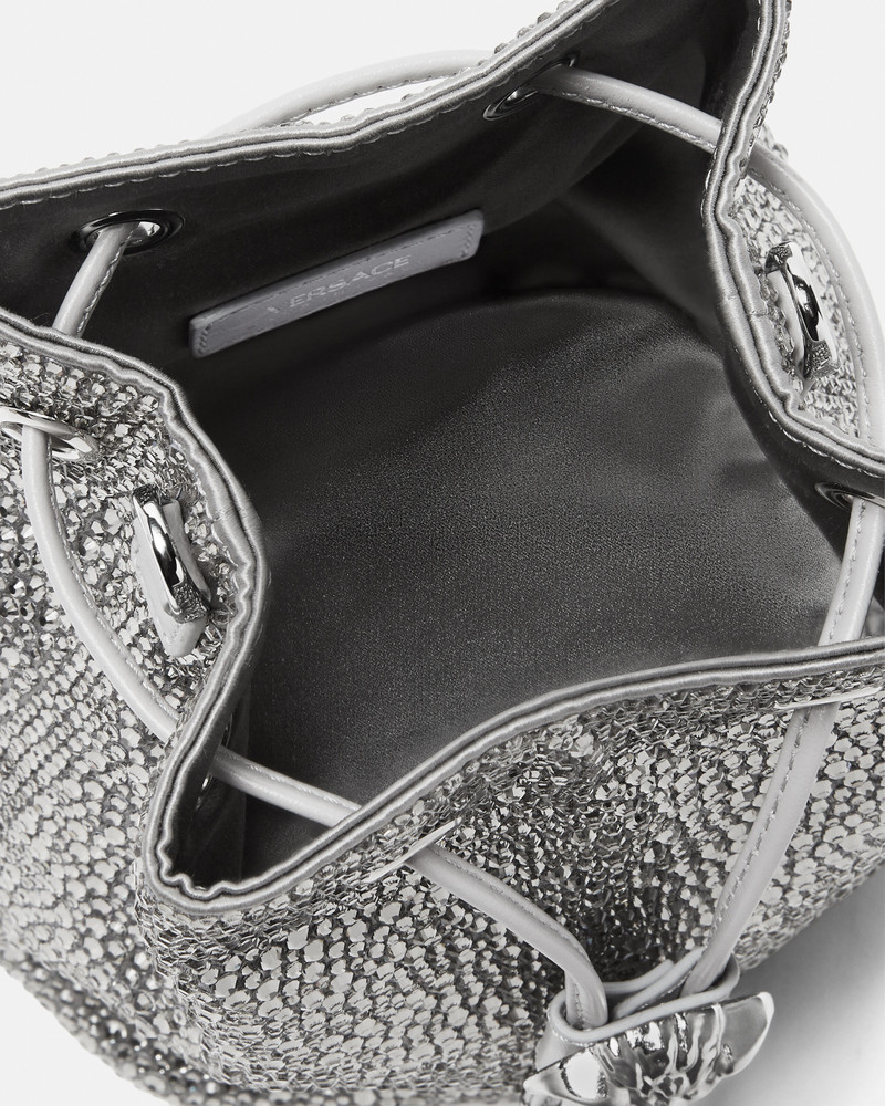 La Medusa Embellished Satin Mini Bucket Bag 3