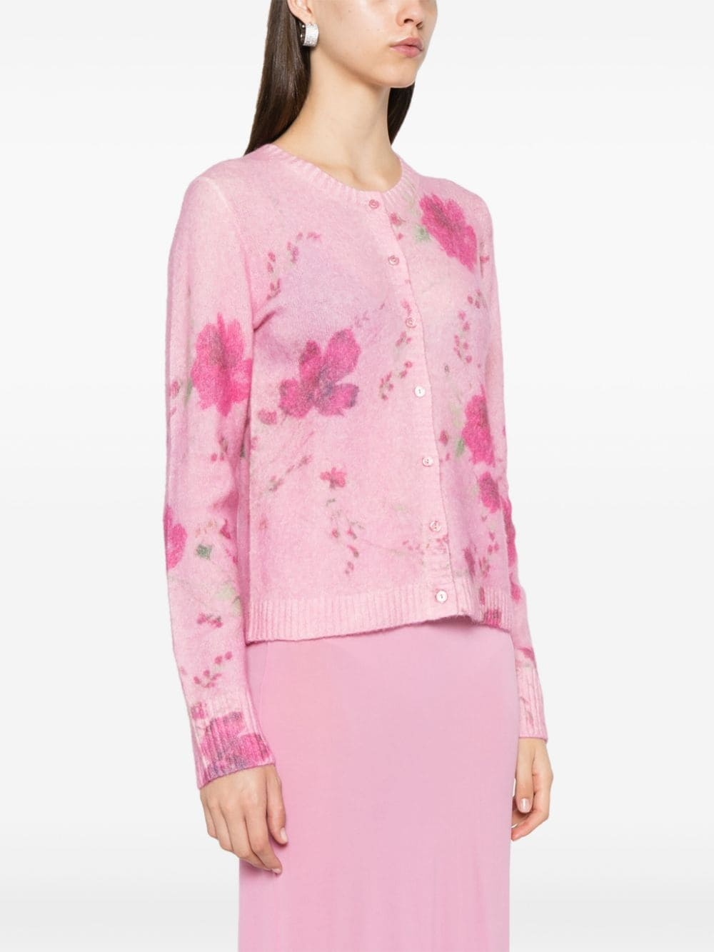 rose-jacquard cardigan - 3