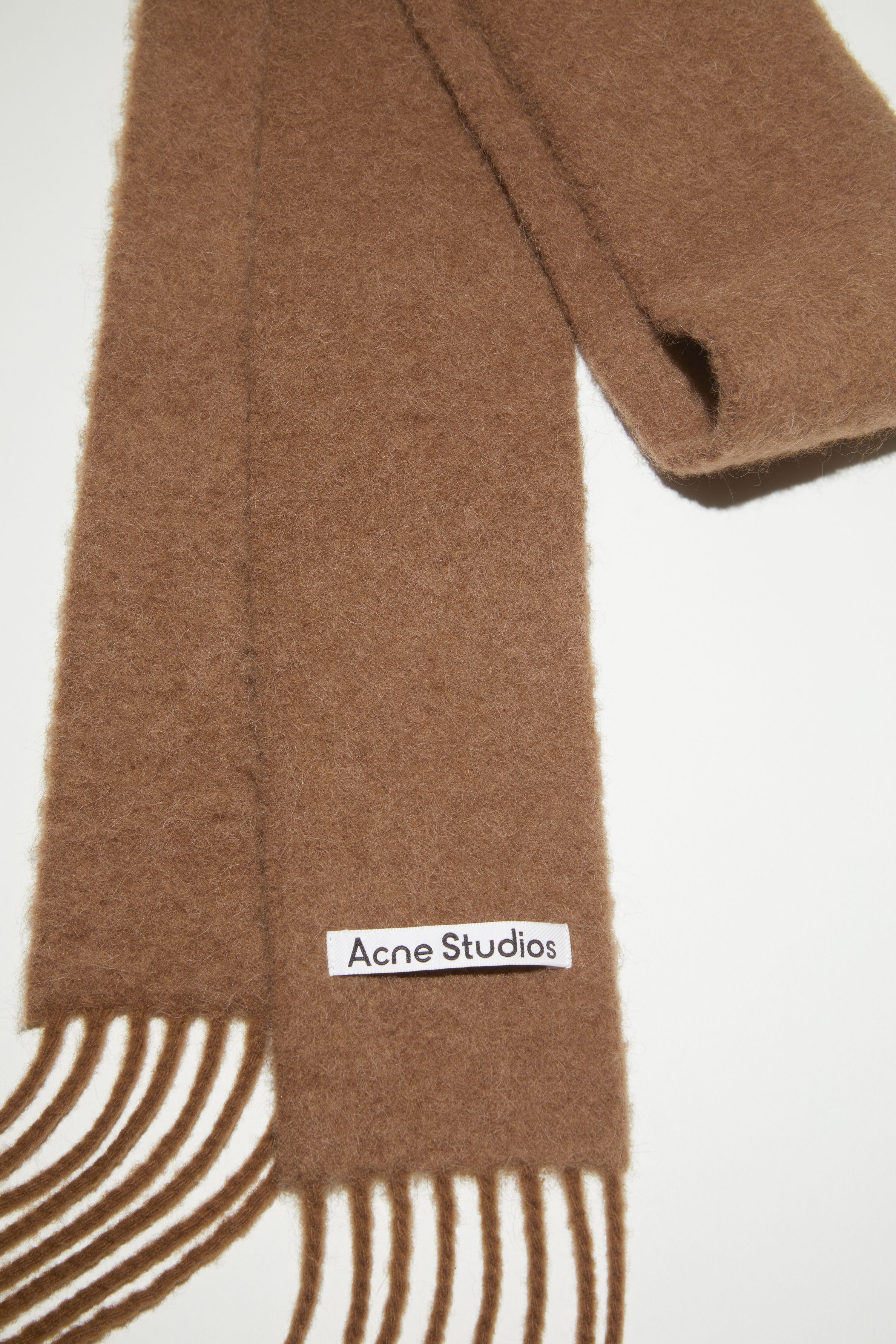 Wool-alpaca fringe scarf - Skinny - Almond brown - 4