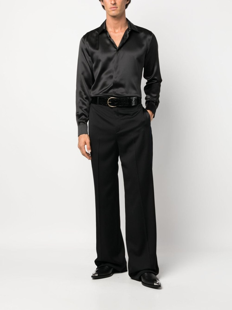 SAINT LAURENT satin-finish silk shirt outlook