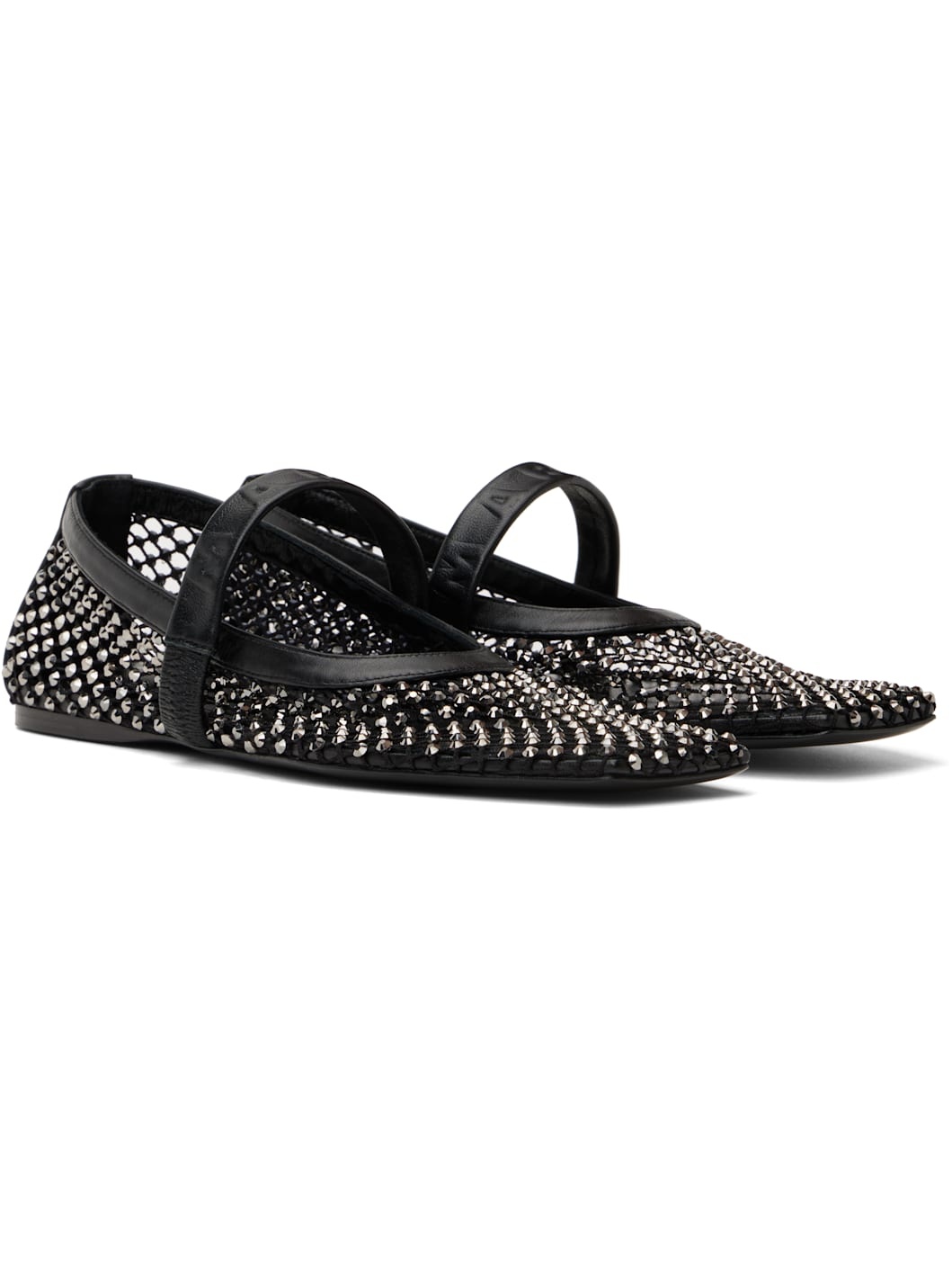 Black Mesh Mary Jane Ballerina Flats - 4