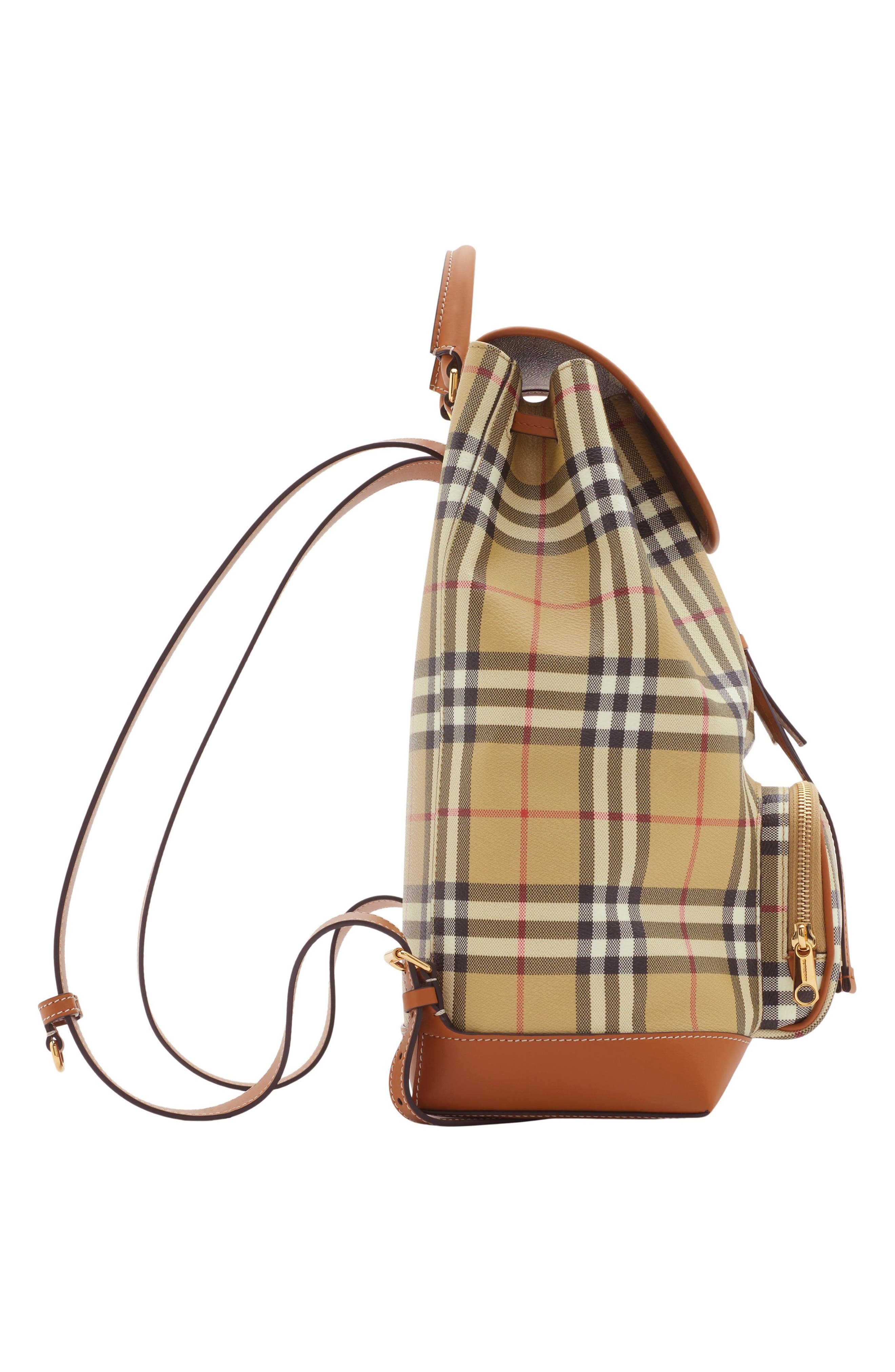 burberry Medium Check Coated Canvas Backpack in Vintage Check/Briar Brown at Nordstrom - 4