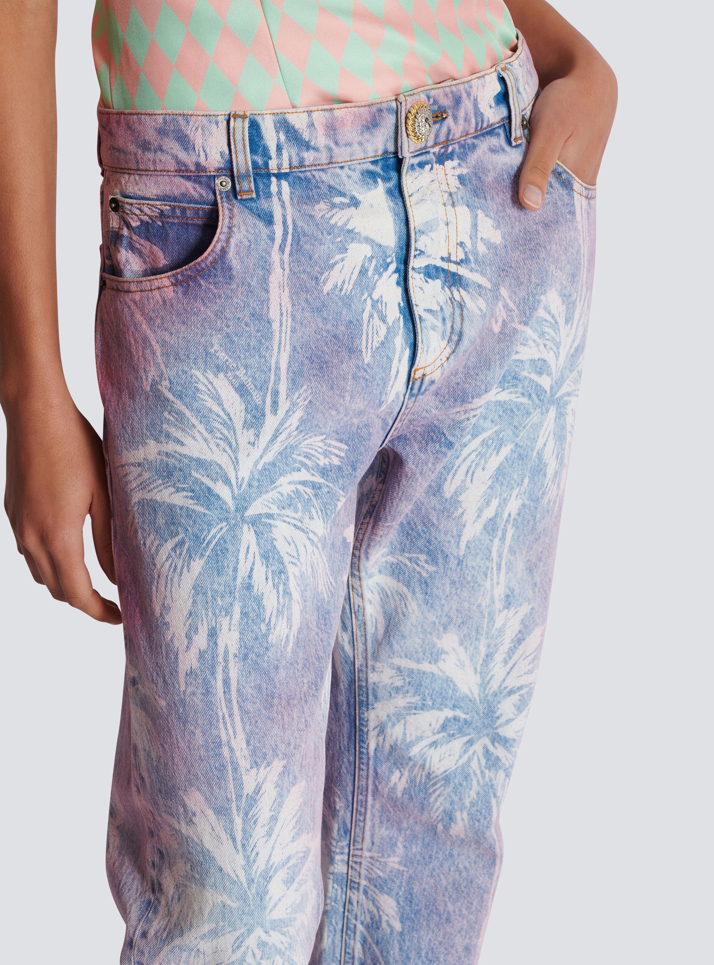 Palm tree denim boyfriend jeans - 7