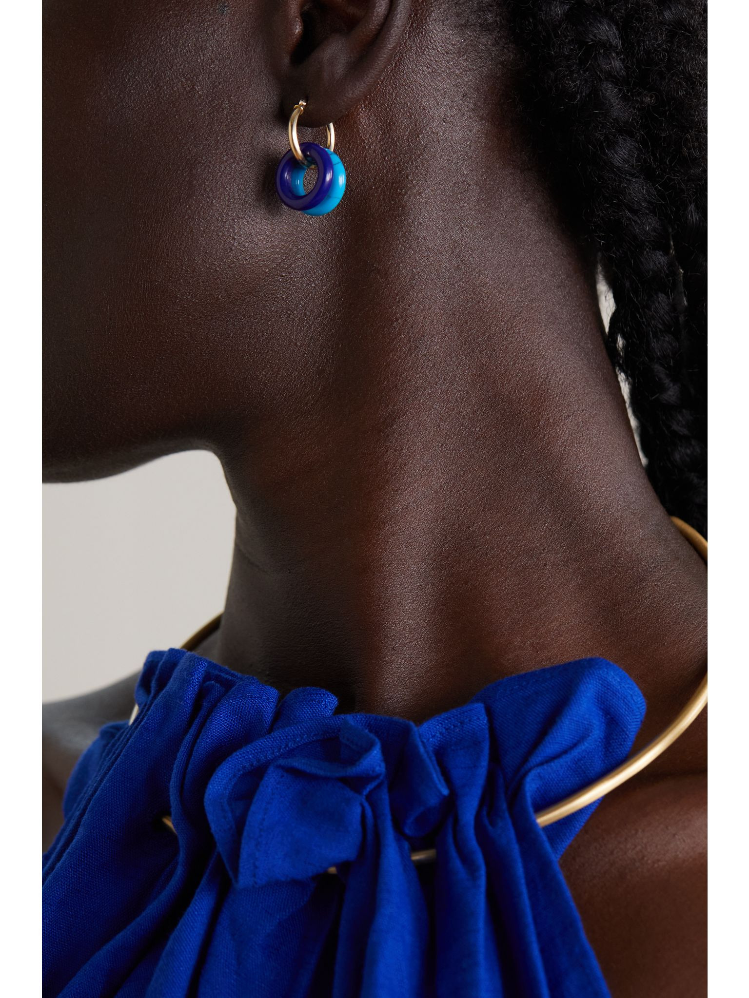Donut 14-karat gold lapis lazuli hoop earrings Gold - 6