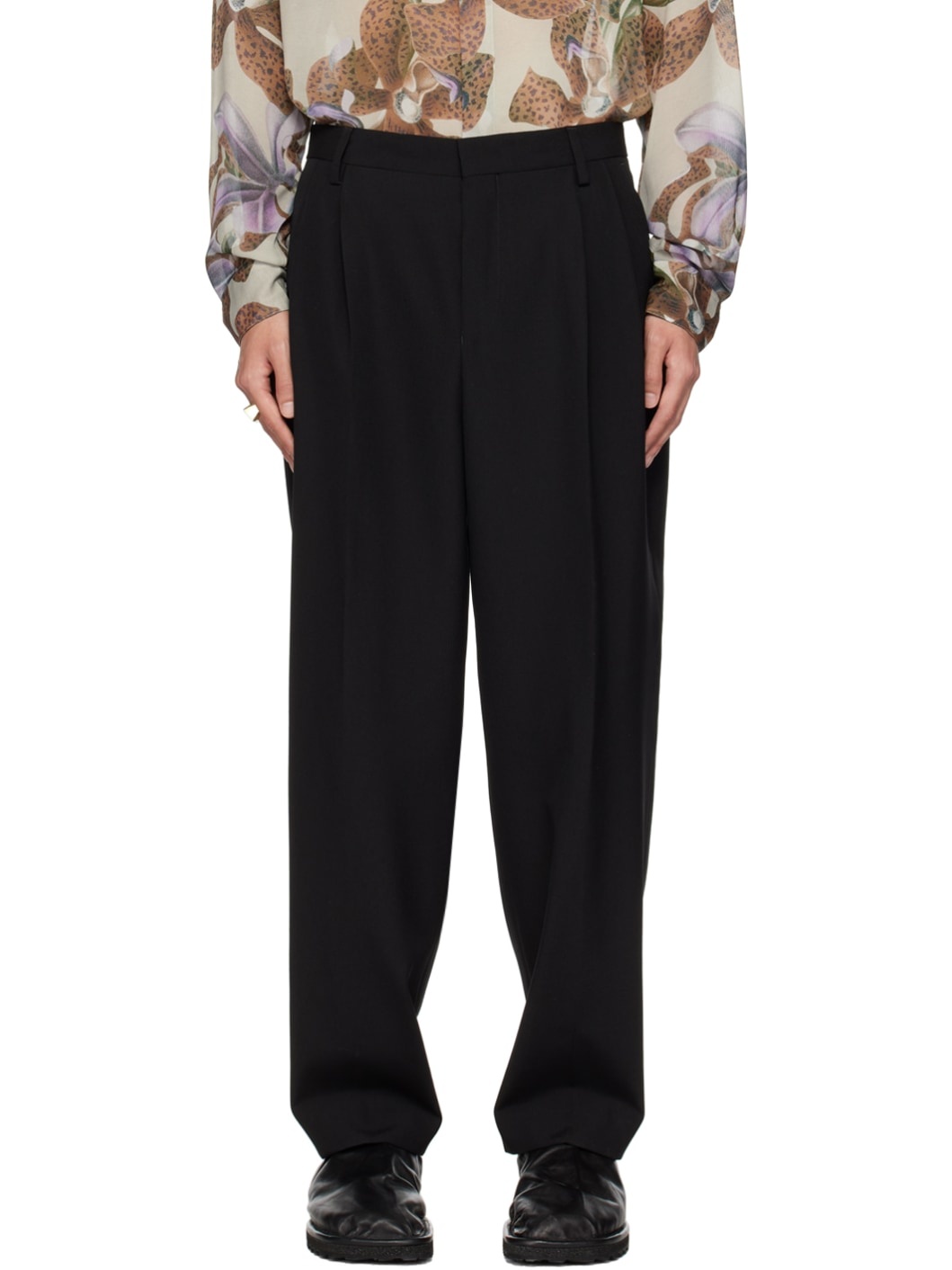 Black Pleated Trousers - 1