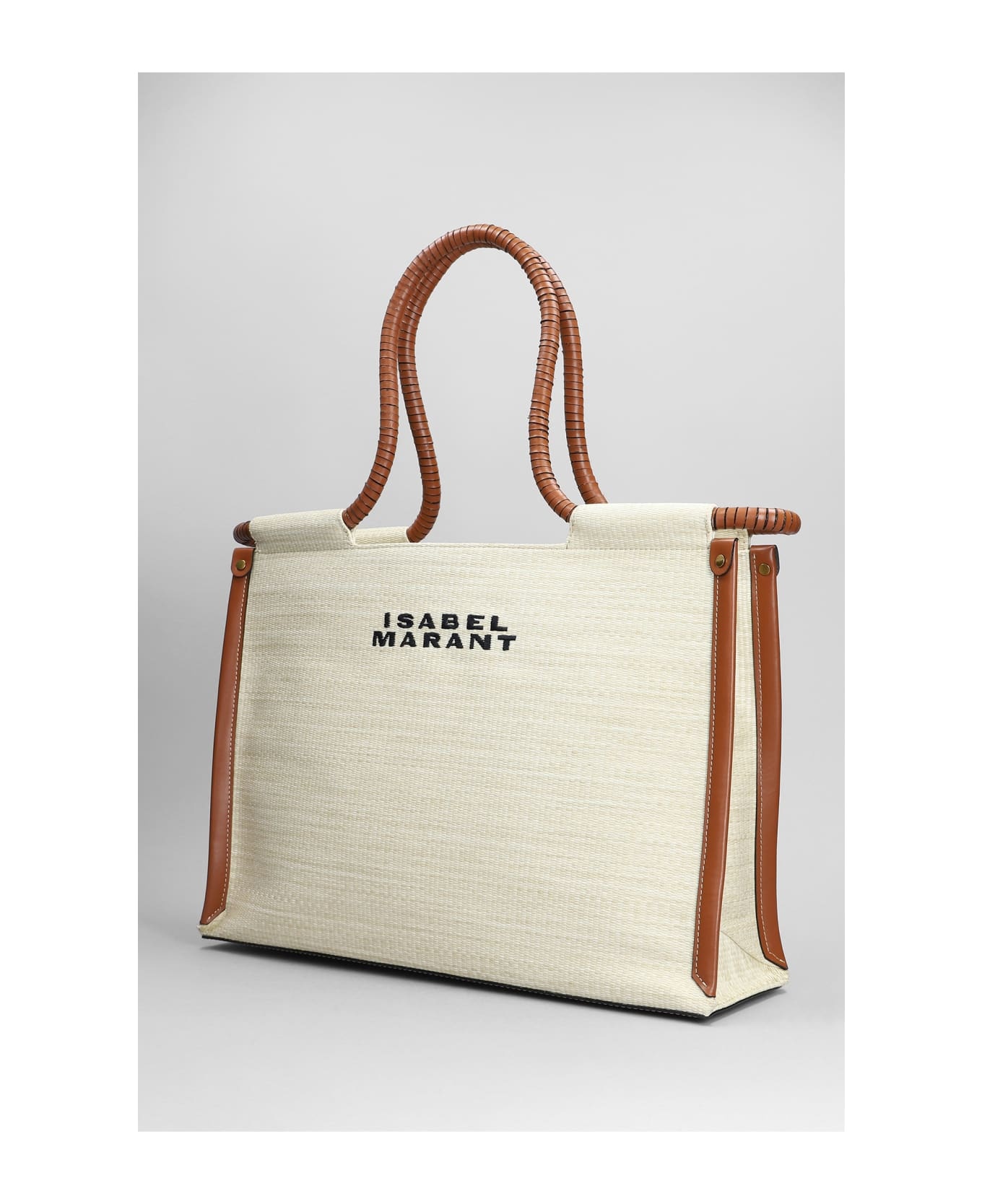 Toledo Small Tote In Beige Cotton - 2