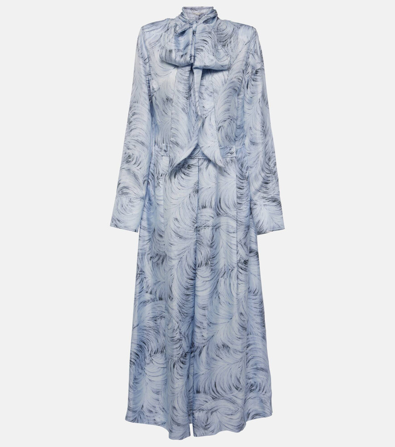 feather-print midi dress - 1