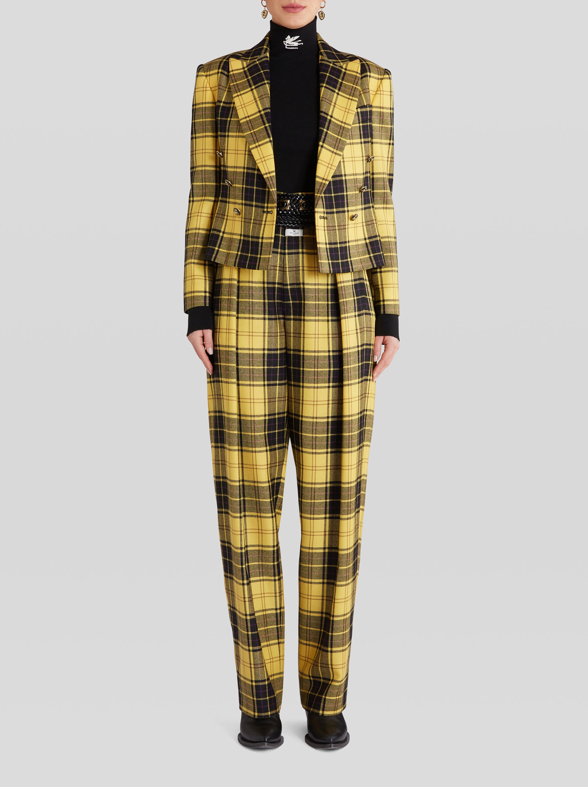 DOUBLE-BREASTED CHECK JACKET - 4