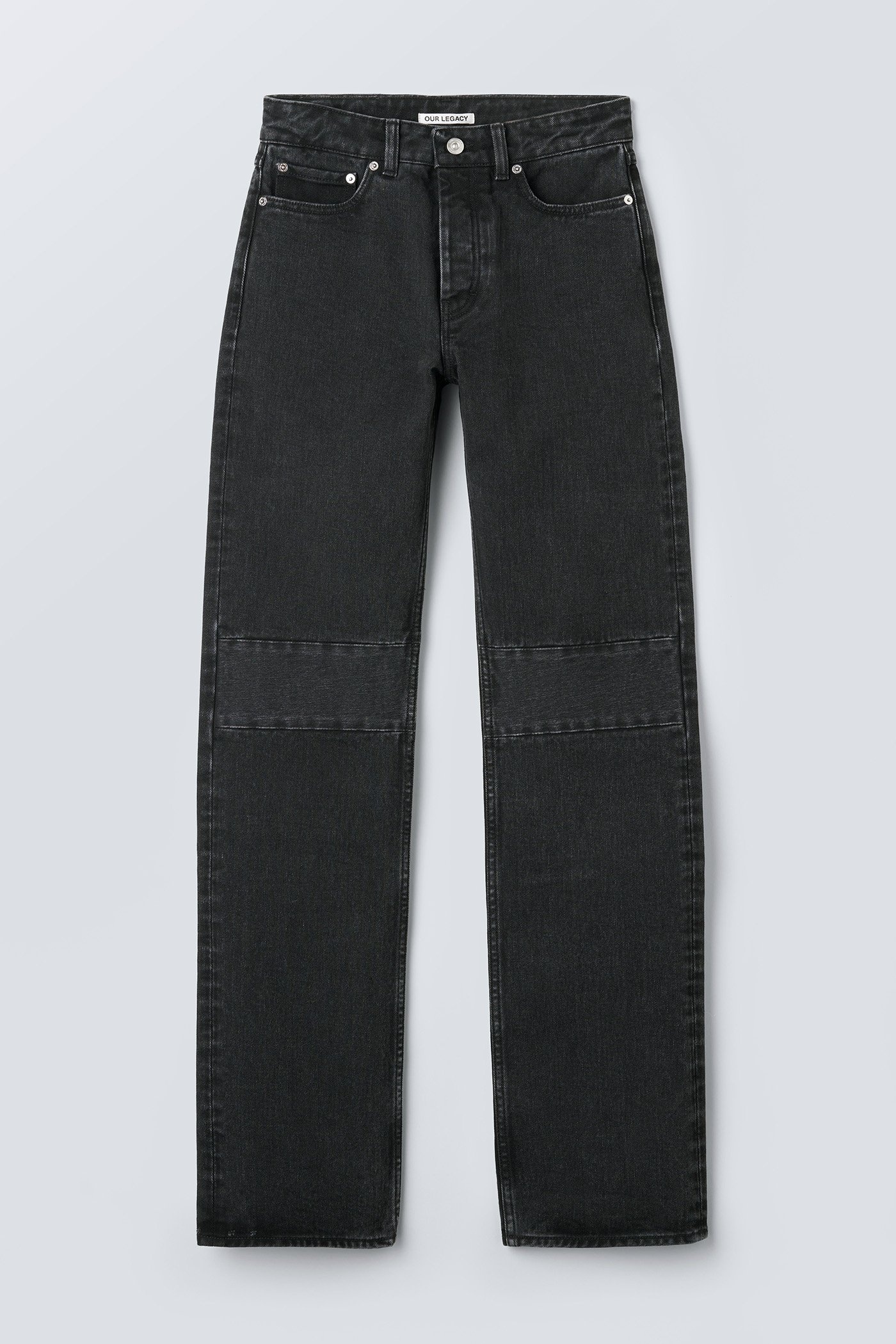 Extended Linear Cut Washed Black Denim - 1