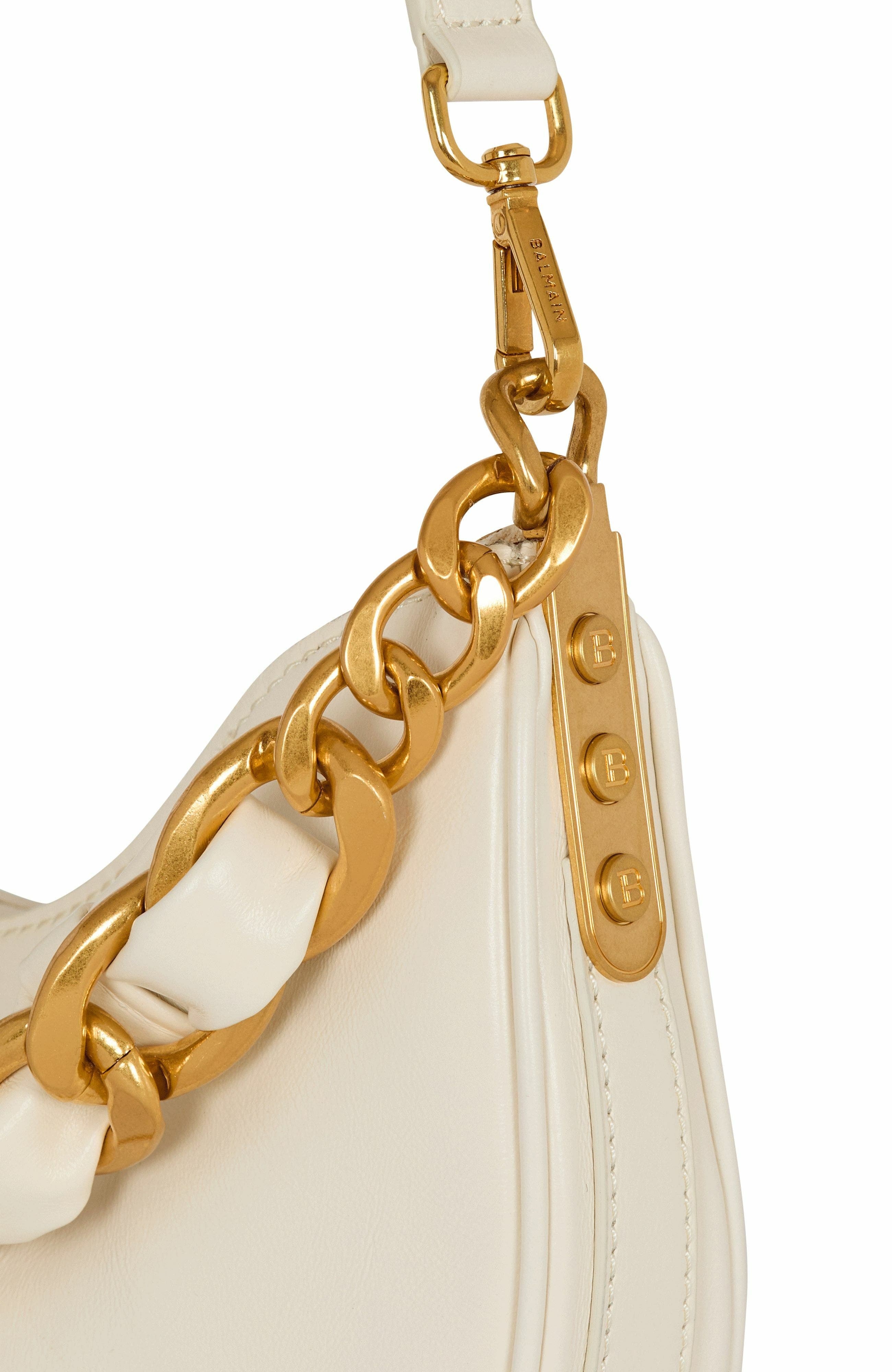 Balmain 1945 Soft Moon crinkled calfskin leather bag in White at Nordstrom - 6
