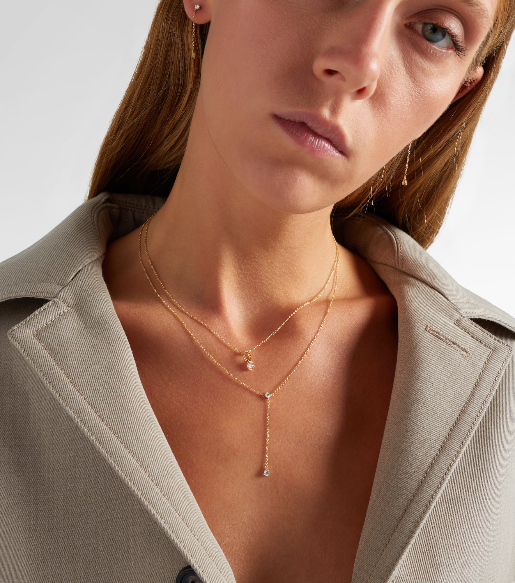Perfect Pear 14kt gold lariat necklace with diamonds - 2