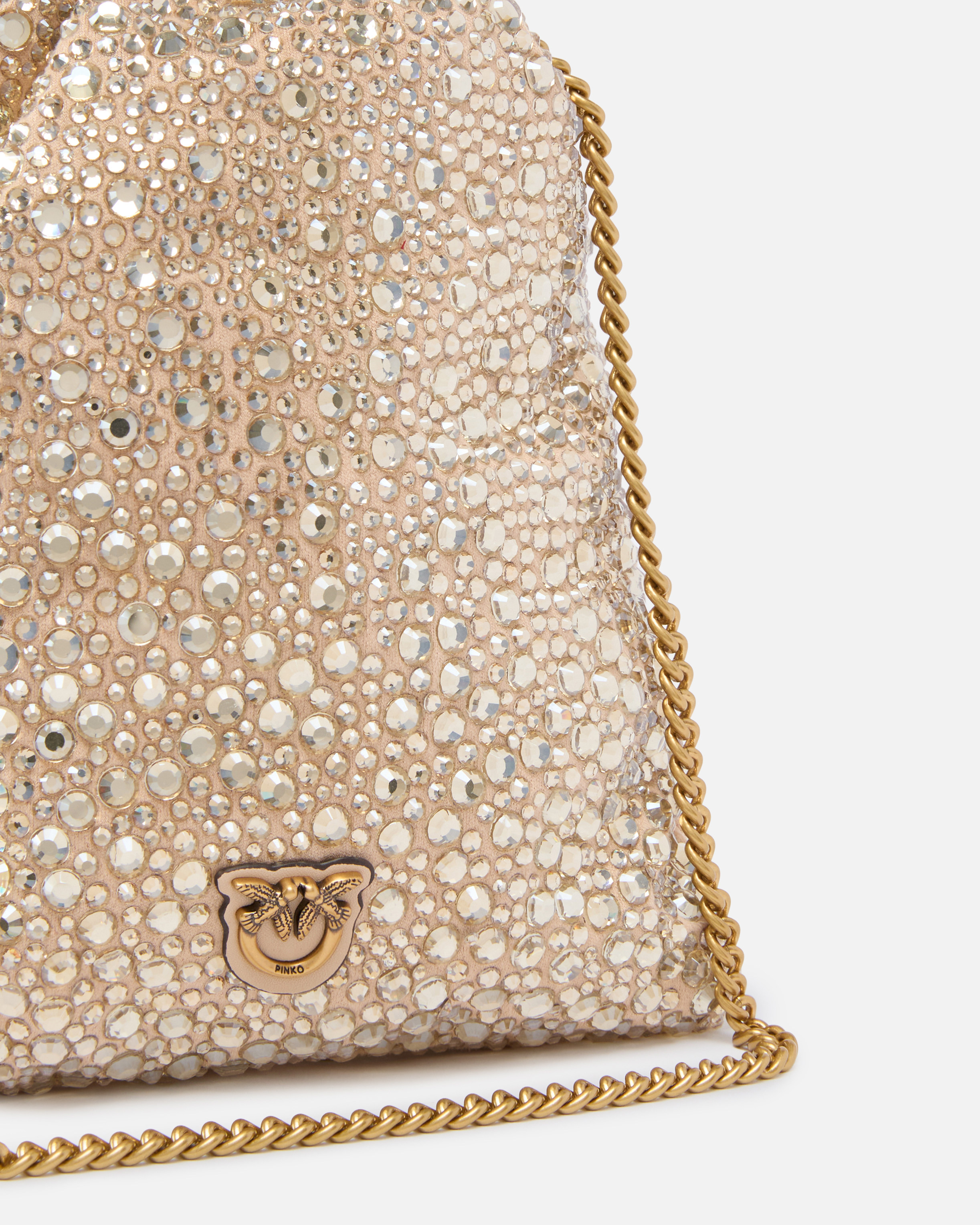 BABY SLOUCHY BAG FULLY RHINESTONED SHOULDER POUCH - 3