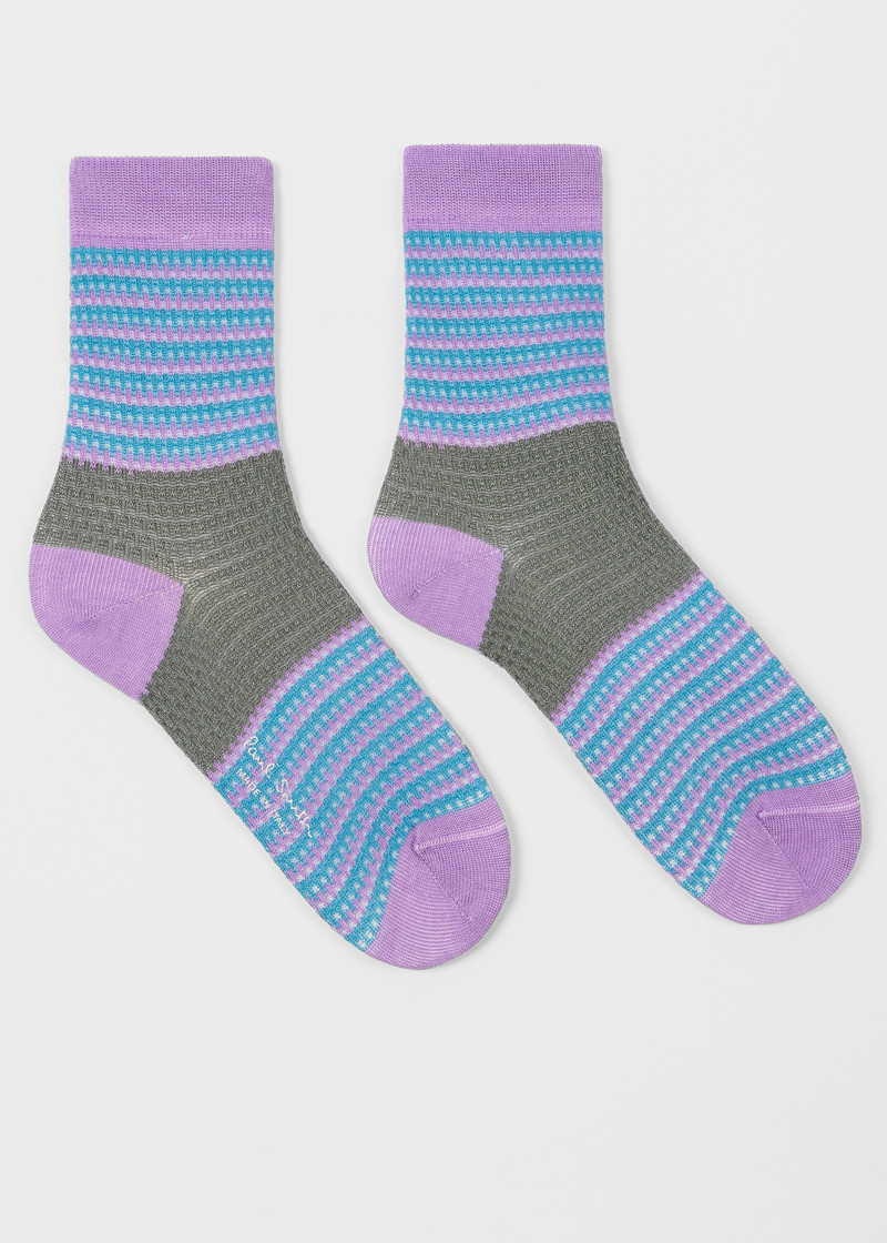 Paul Smith Women's Purple Stripe Crochet Socks outlook