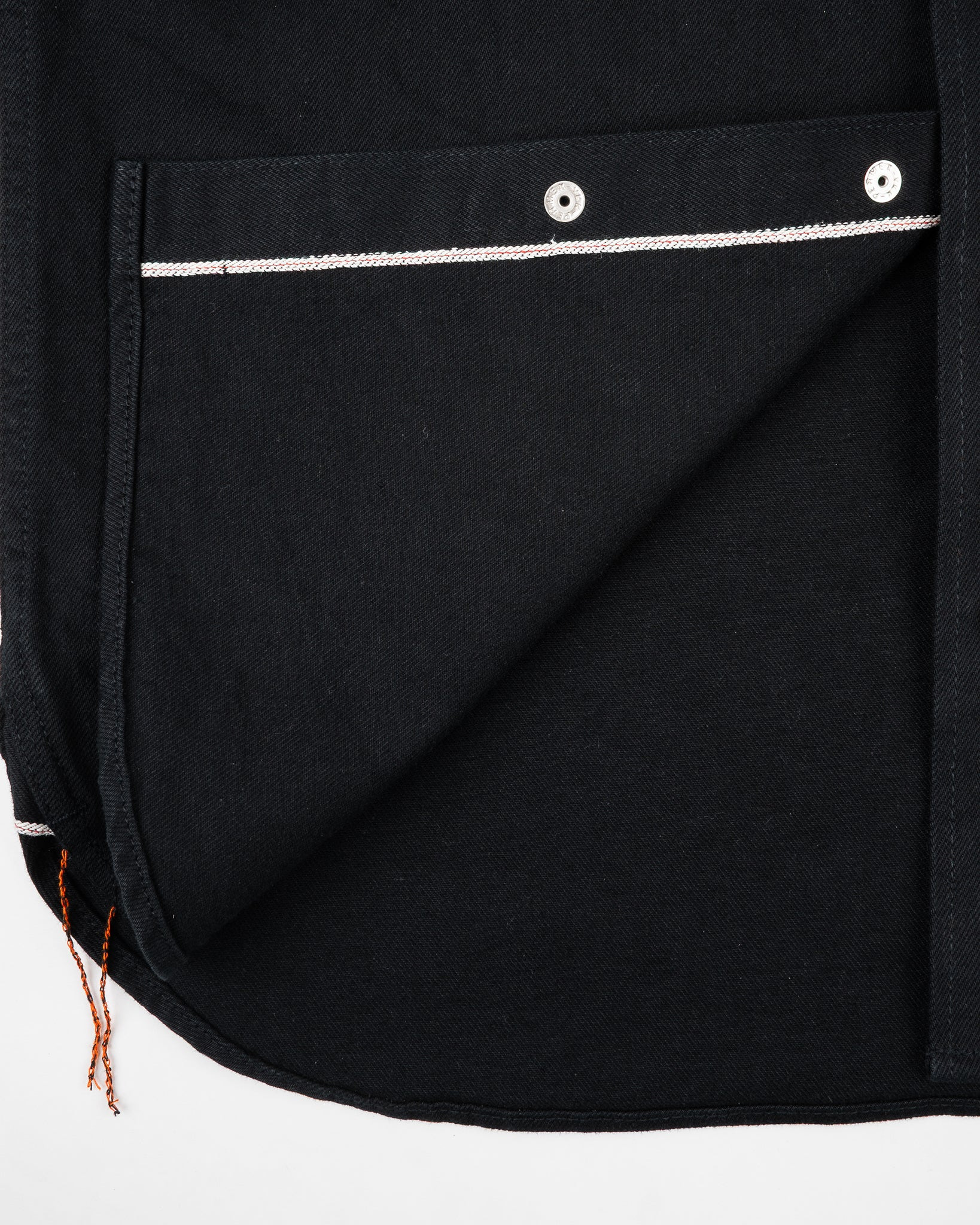 IHSH-338-BLK 12oz Selvedge Denim Work Shirt With Snaps - Black/Black - 9
