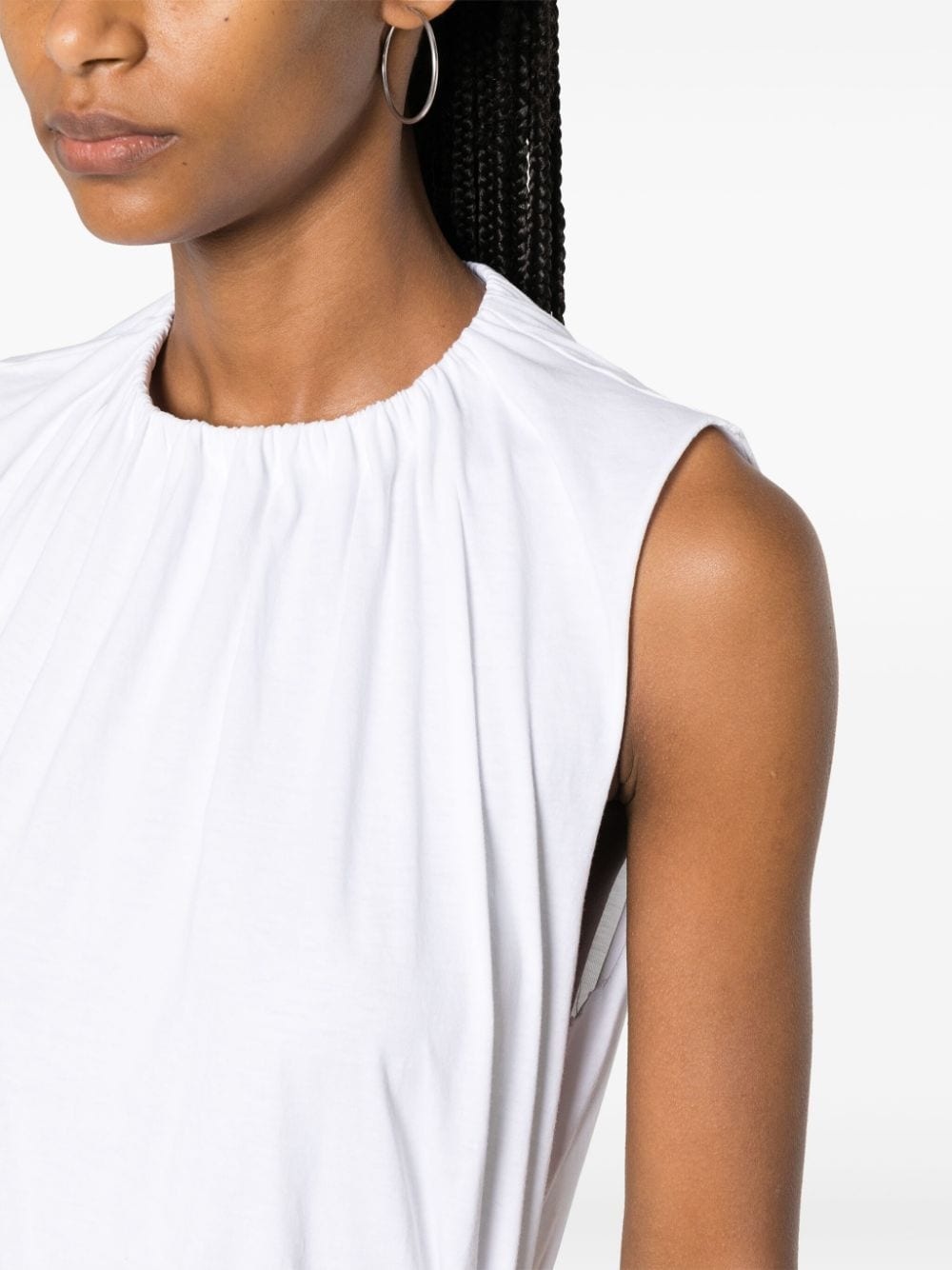 gathered-detail cotton tank top - 5