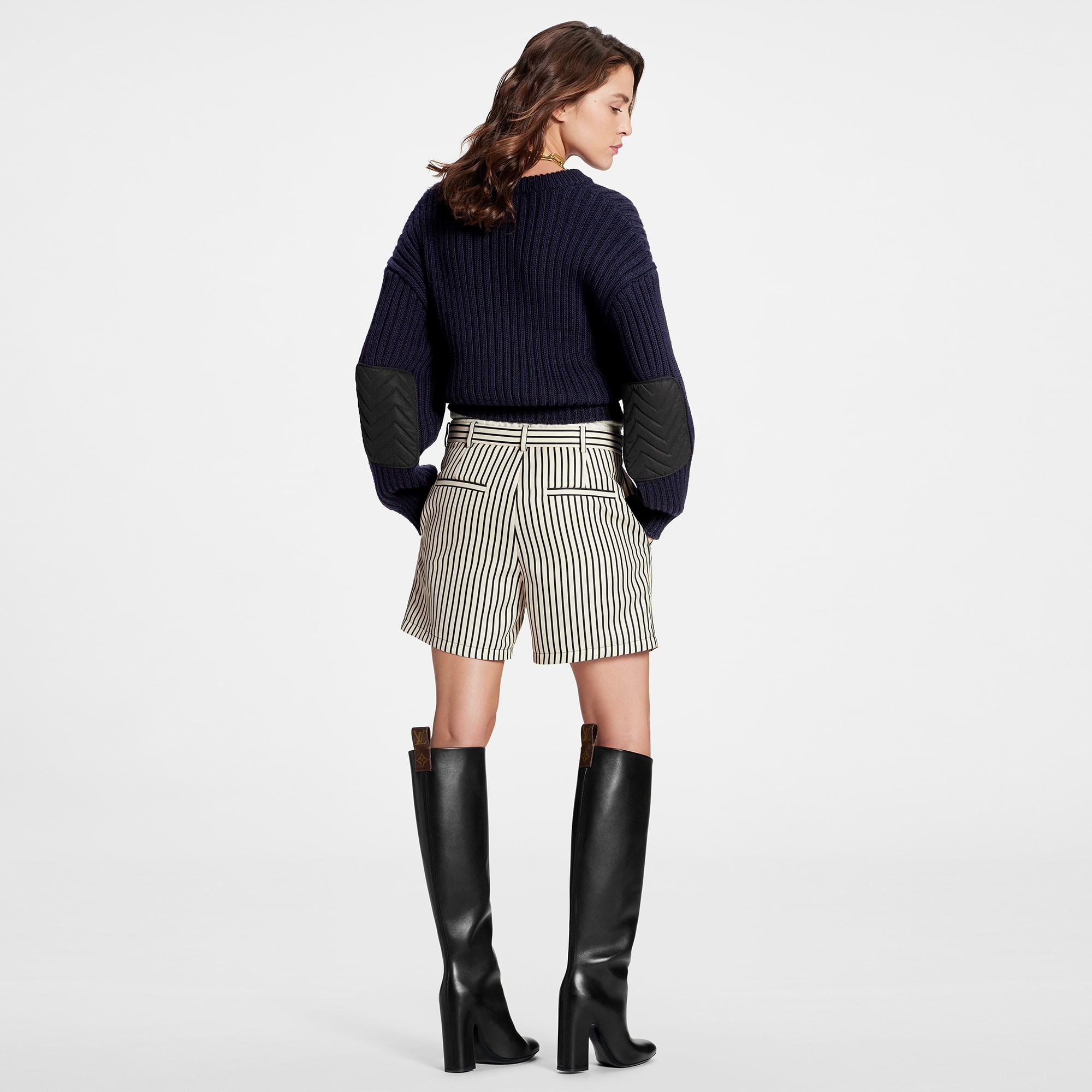 Stripe Print Trompe L’Oeil Paperbag Shorts - 3