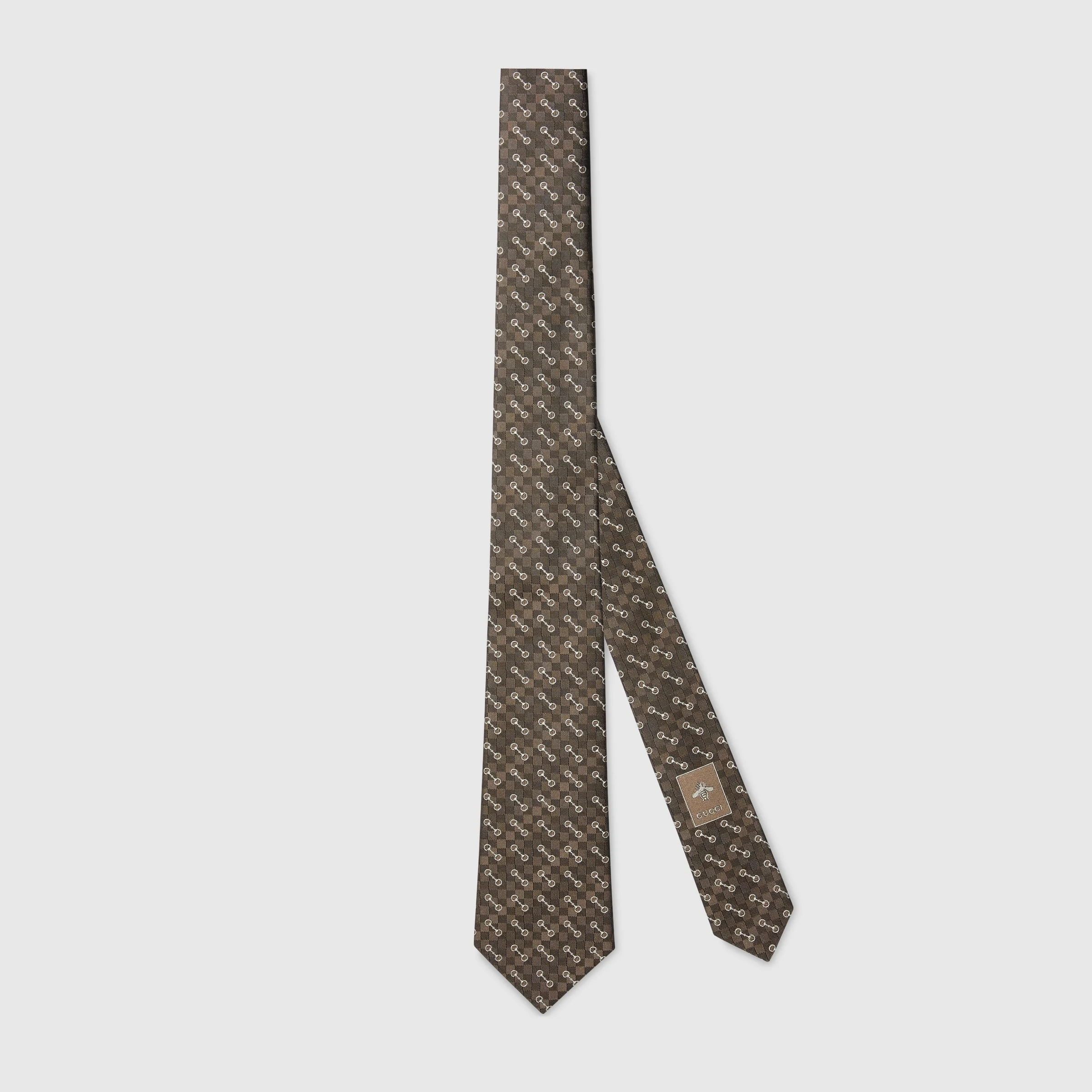 Horsebit silk jacquard tie - 1