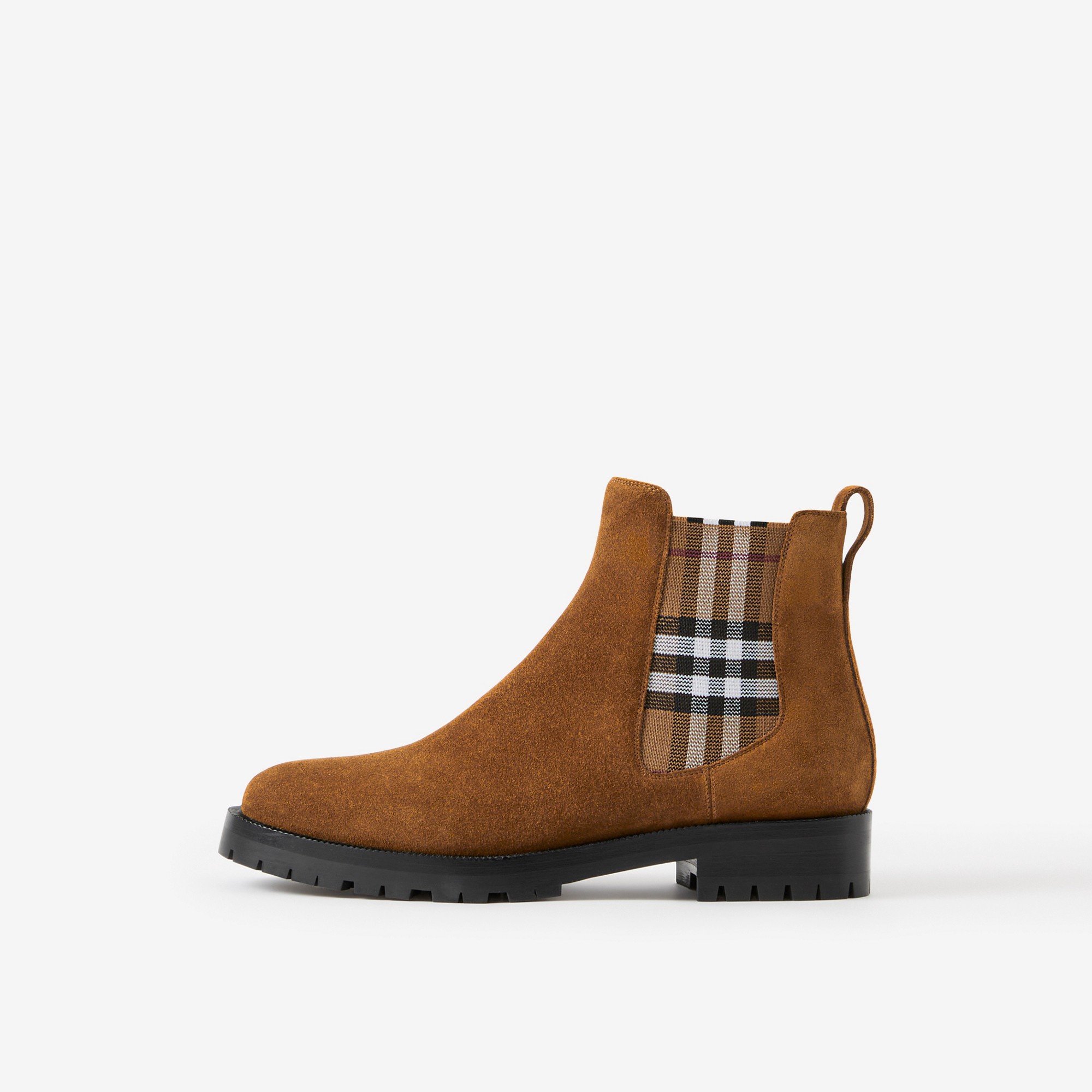 Vintage Check Detail Suede Chelsea Boots - 5