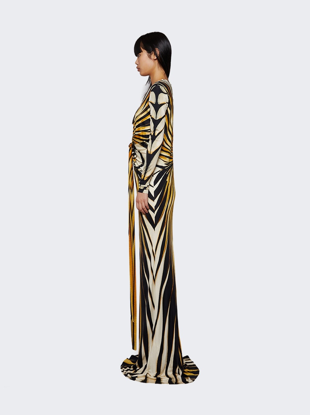 Long Dress With Deep V-neck Gold - 3