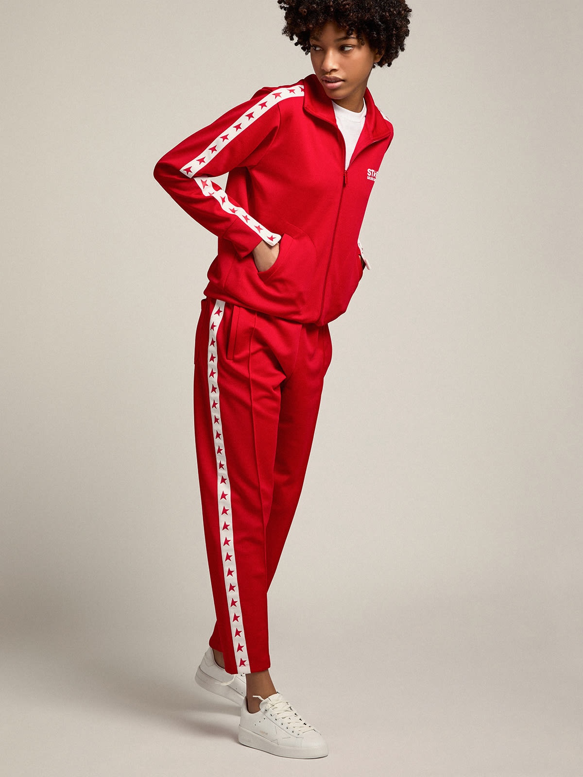 Red Denise Star Collection zipped sweatshirt with red stars - 4