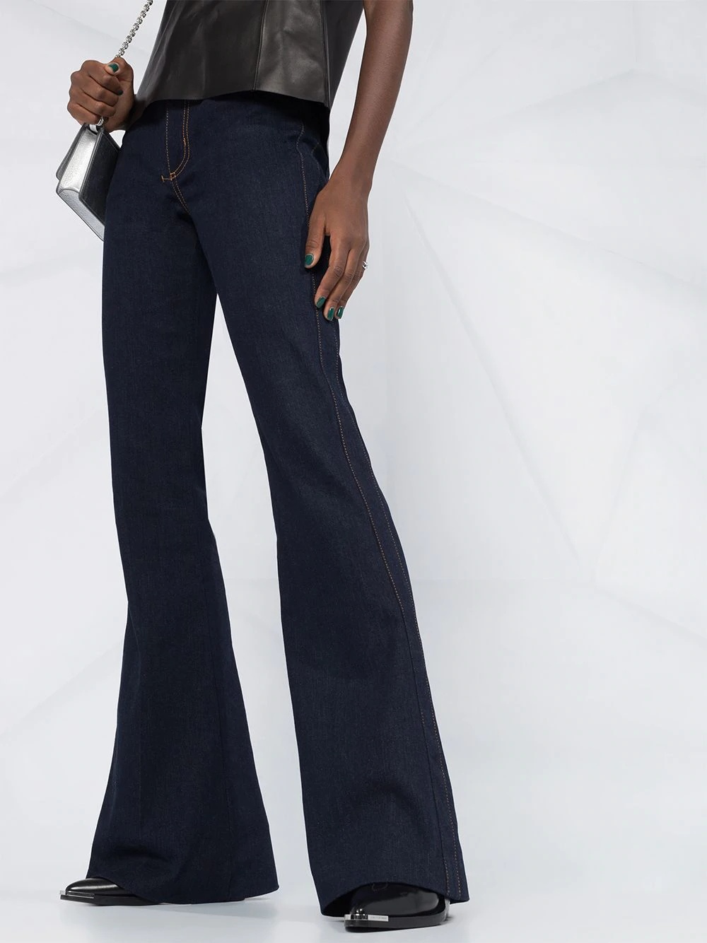 flared mid-rise jeans - 5