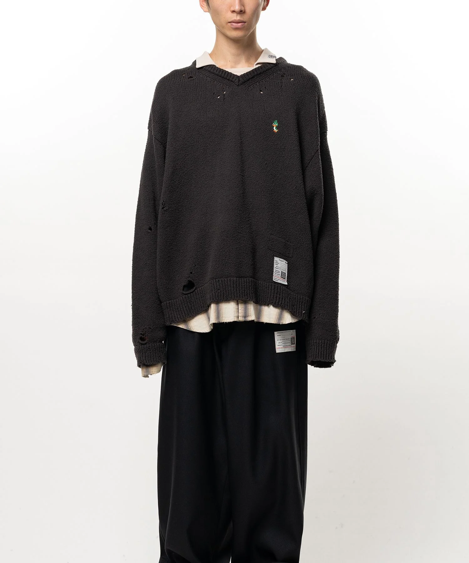 Triple Layered Collared Knit Sweater - 1
