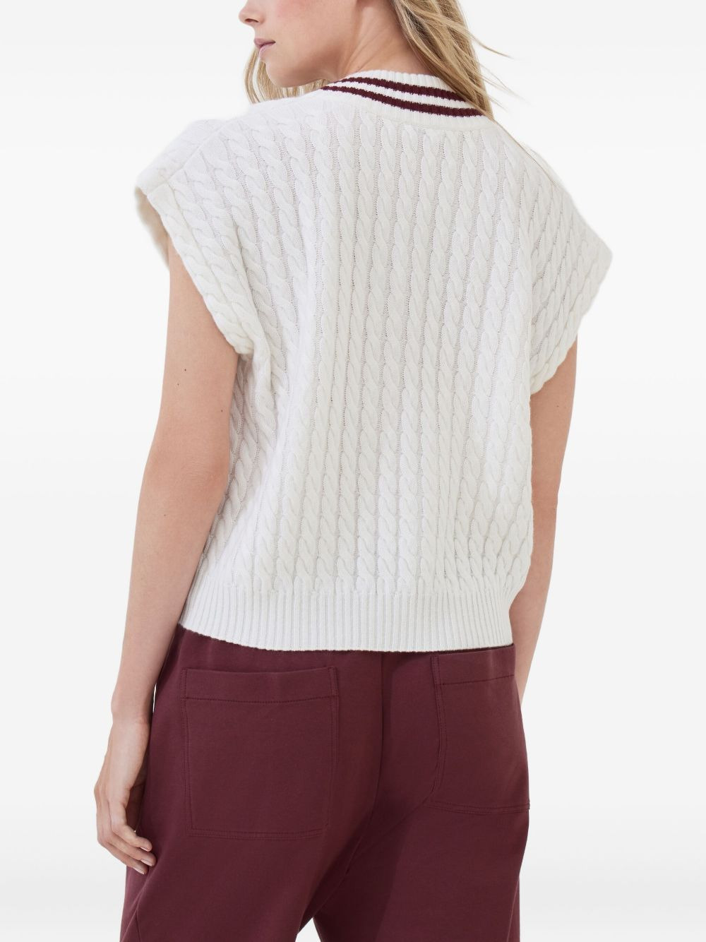 cable-knit v-neck sweater - 3