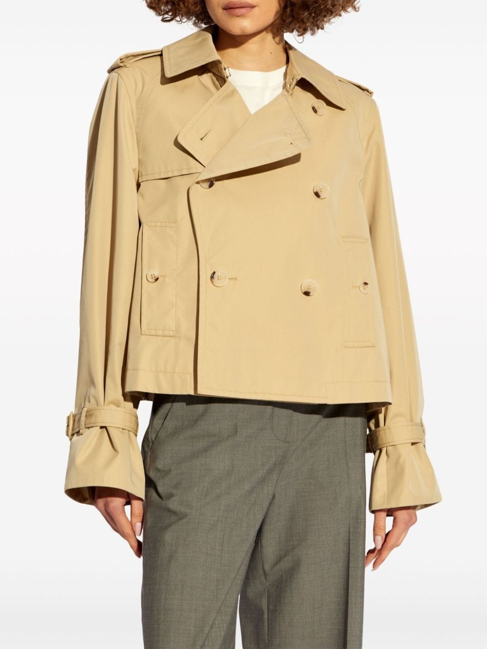 double-breasted flared-sleeve jacket - 3