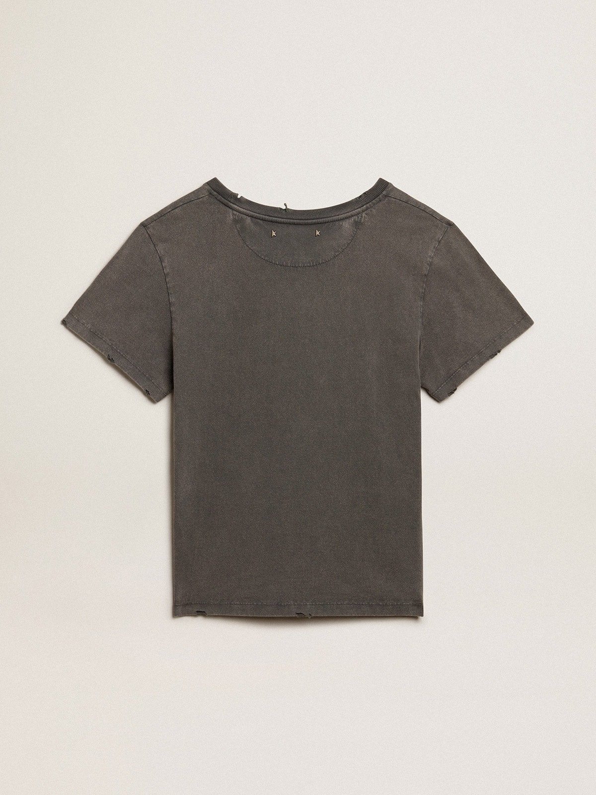 Distressed slim-fit T-shirt in anthracite gray - 6