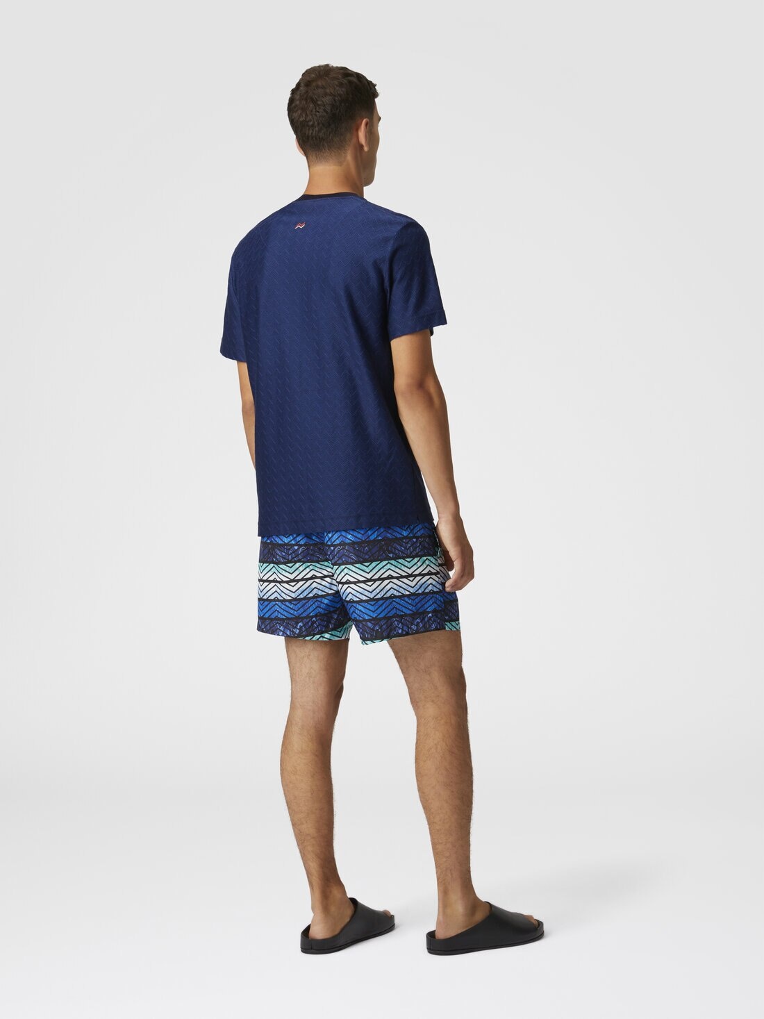 Tone-on-tone zig zag cotton jersey crewneck T-shirt - 3
