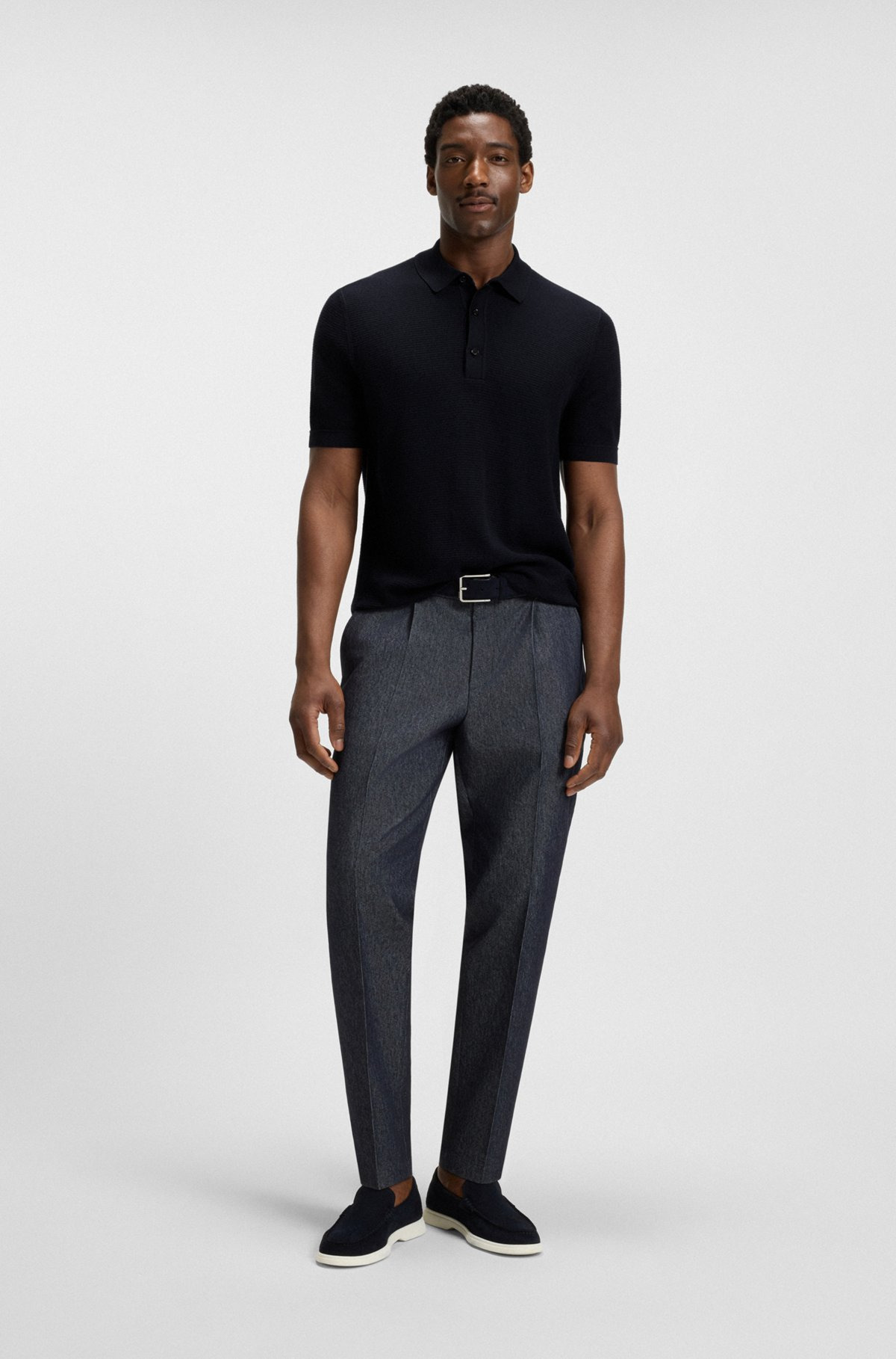 REGULAR-FIT KNIT POLO BLENDED WITH COTTON - 4