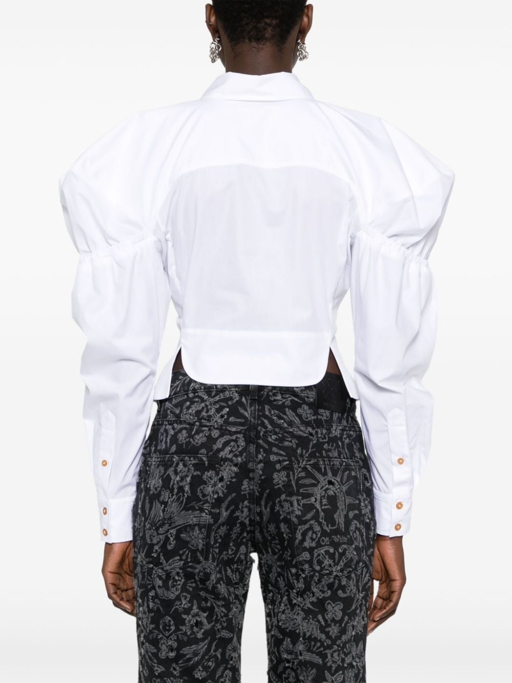 Orb-embroidered cotton shirt - 4