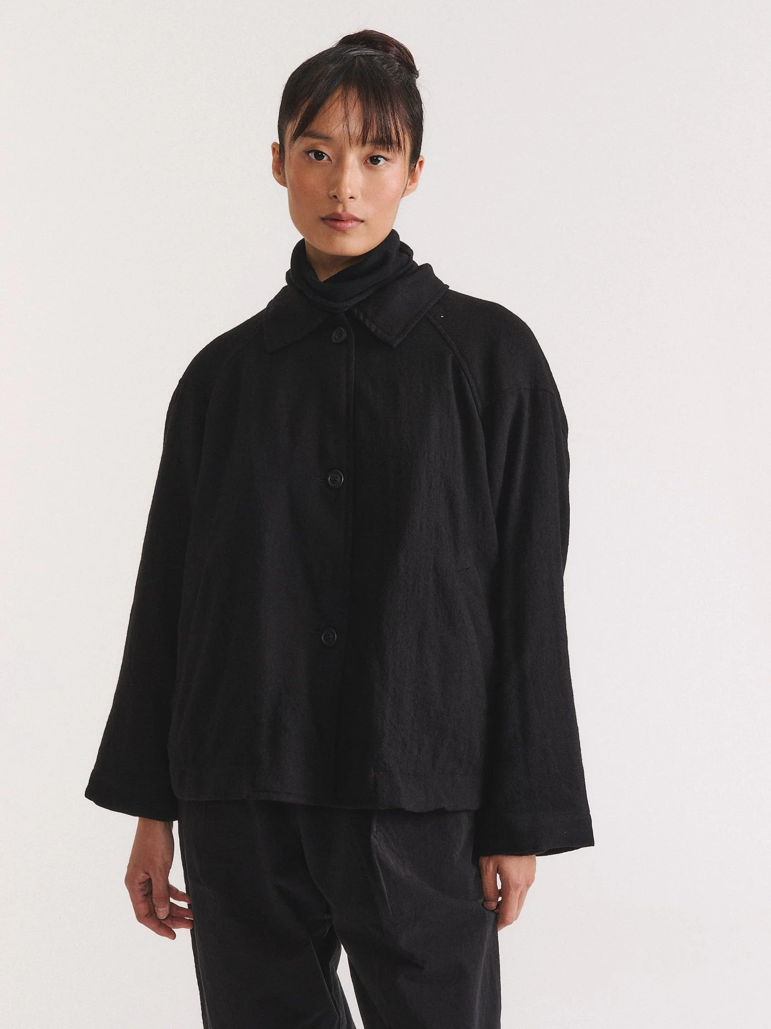 DRAYS JACKET - OPEN WEAVE - BLACK - 1