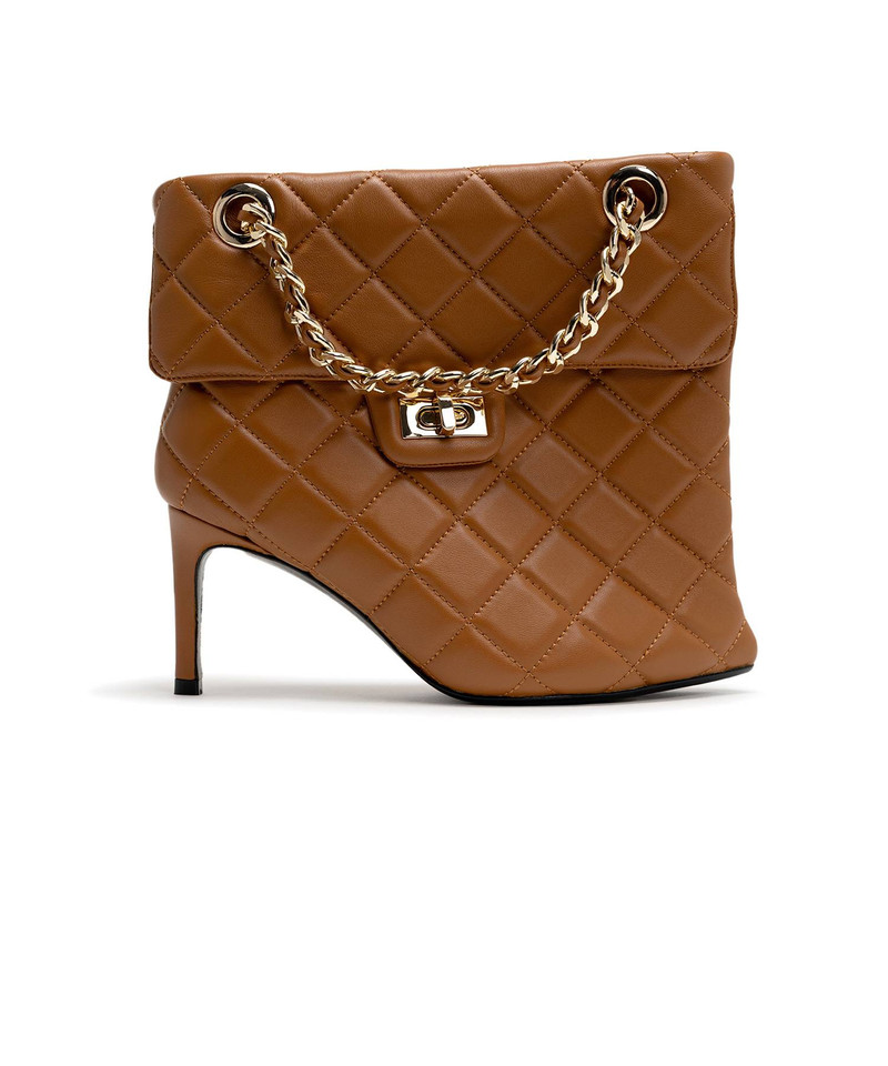 Quilted Bag Detail Pin Heel Short Boots 9