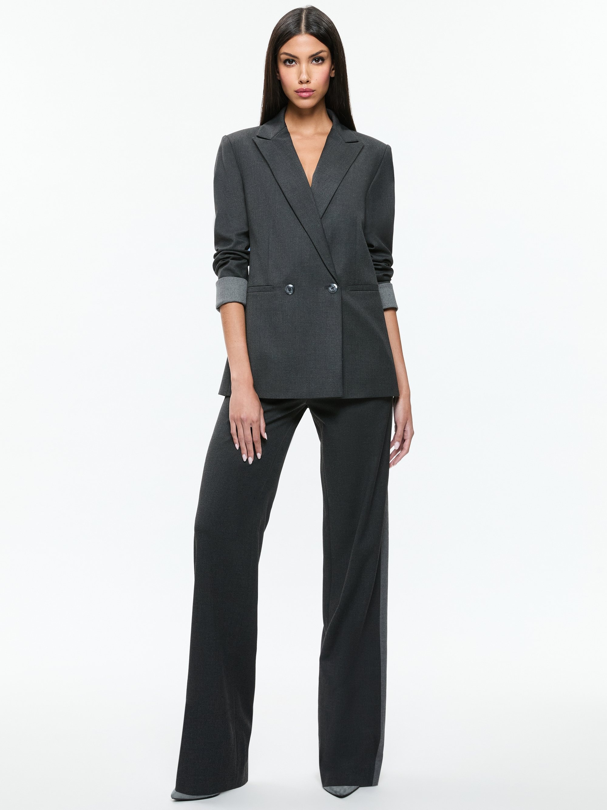 JUSTIN ROLLED CUFF DOUBLE BREASTED LONG BLAZER - 3