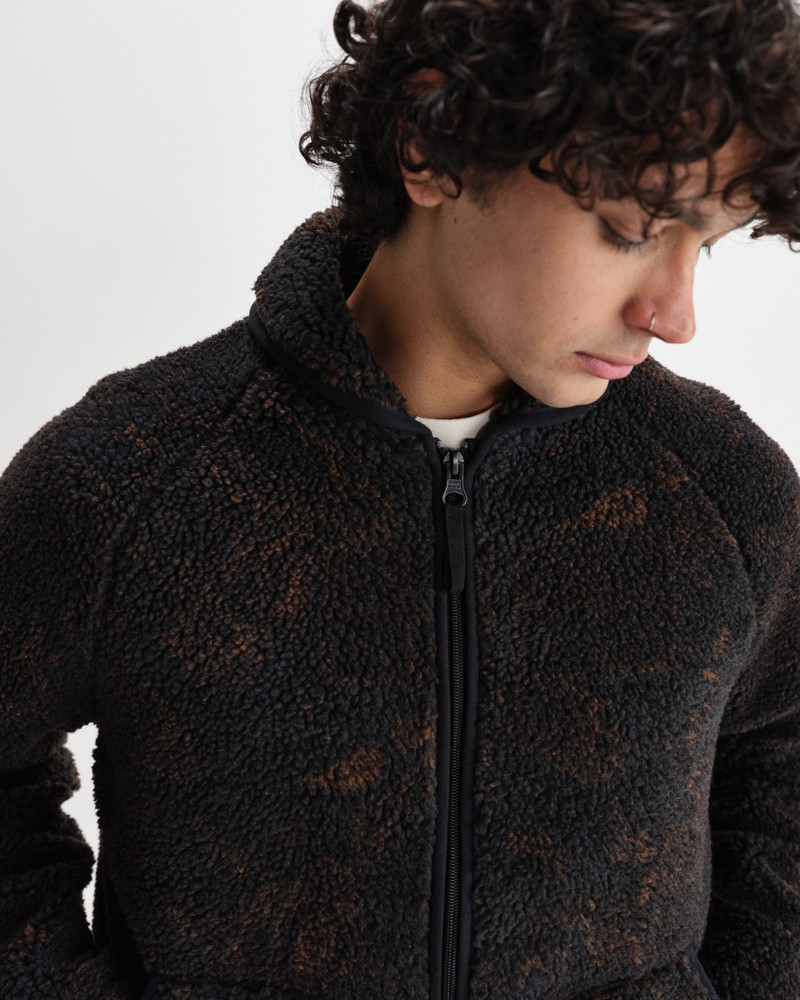 Tate - Black And Brown Paisley Jacquard Fleece Jacket 3