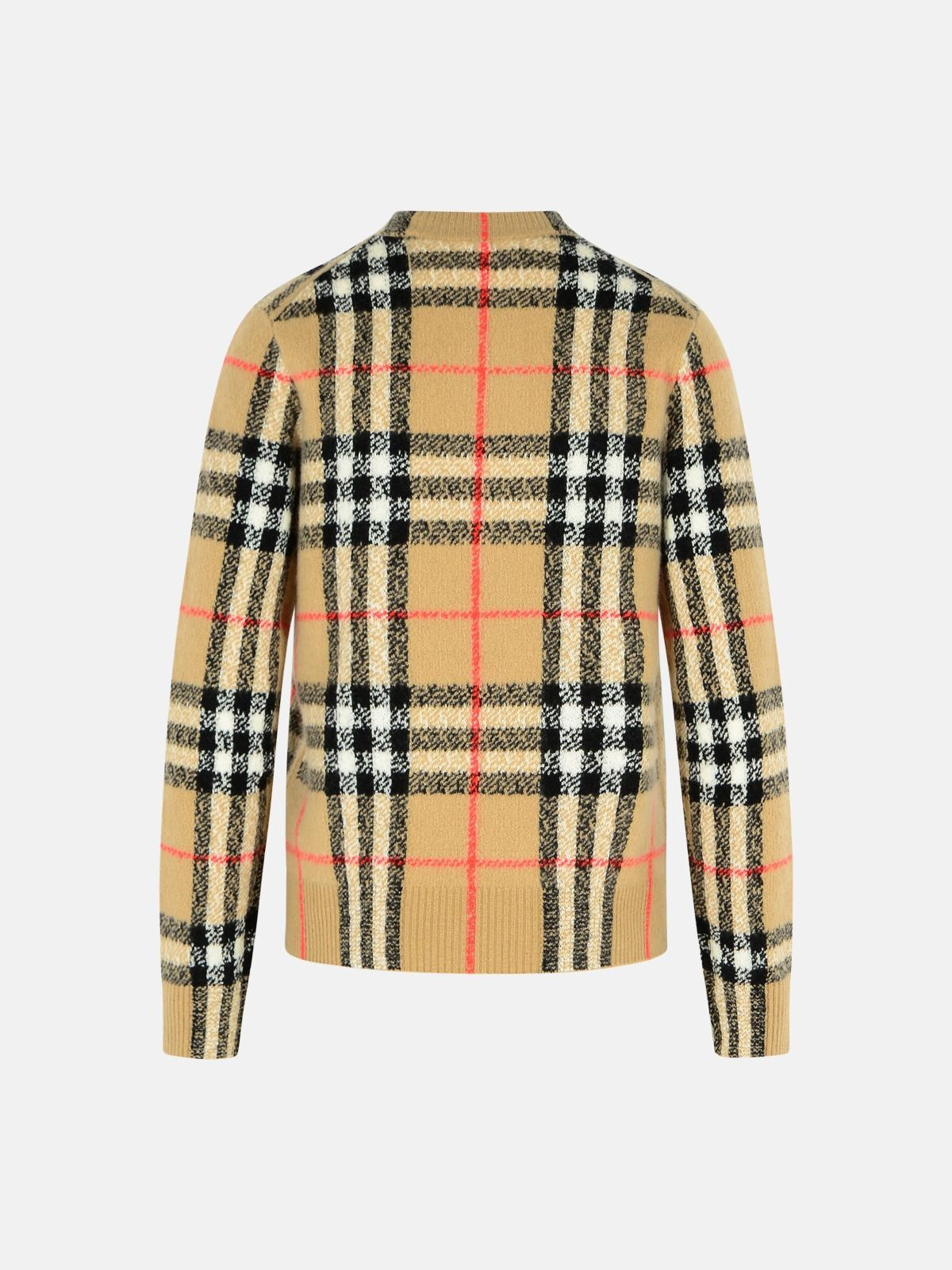 'CONSTANCE CHECK' BEIGE CASHMERE AND WOOL SWEATER - 3