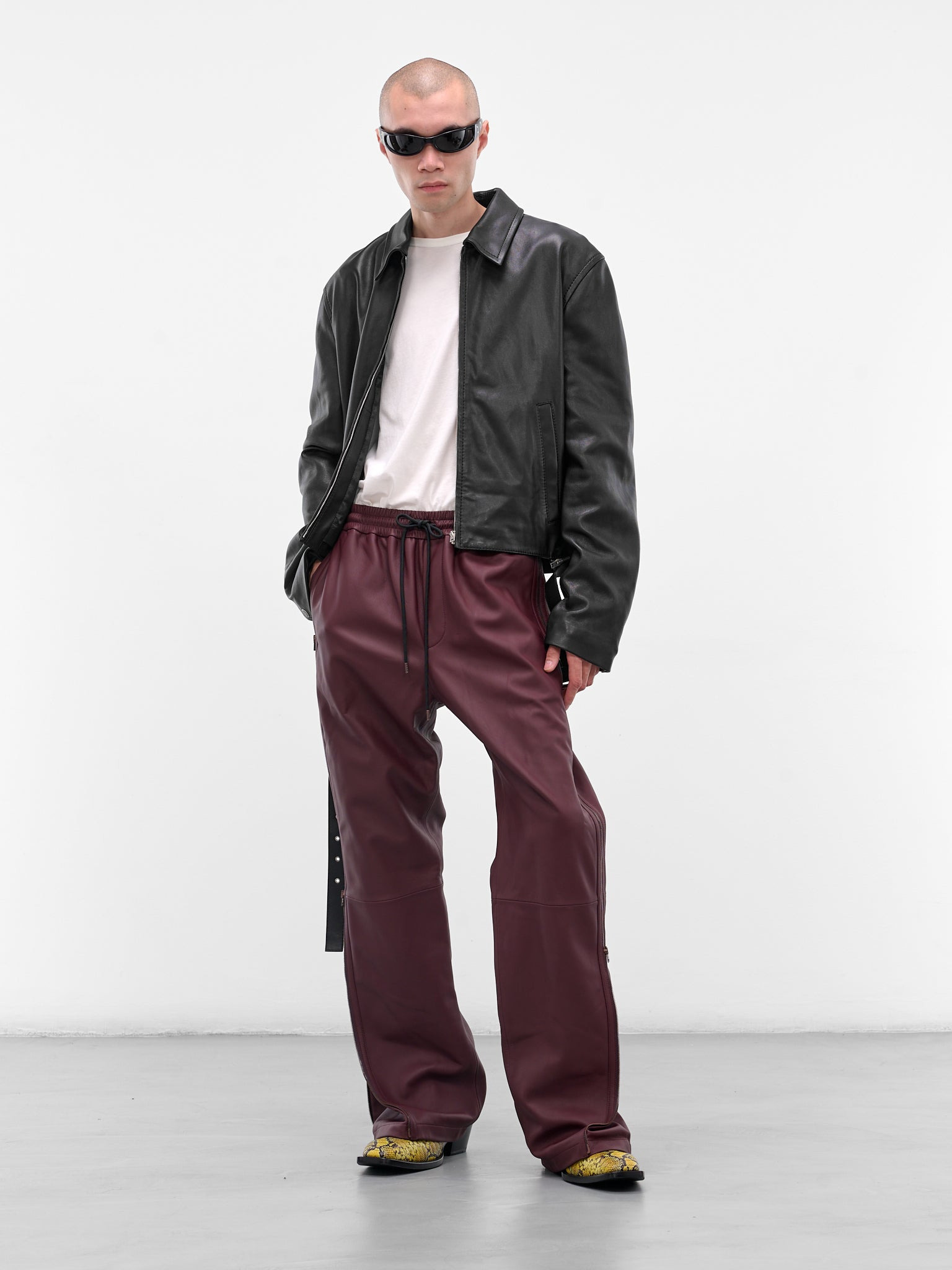 Black Lamb Leather Zip Jacket - 6