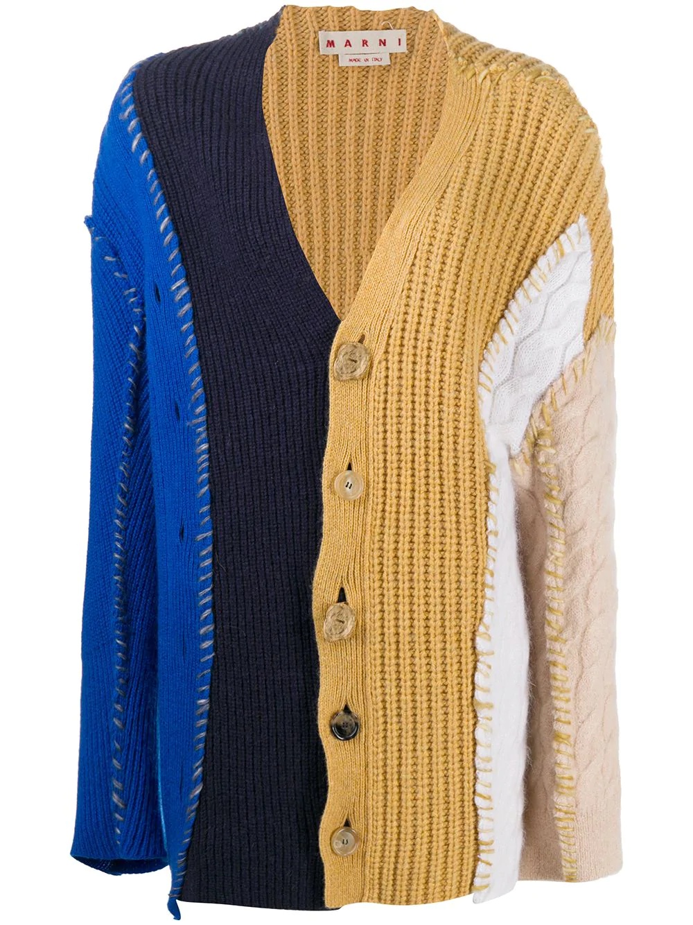 multi-panel colour-block cardigan - 1