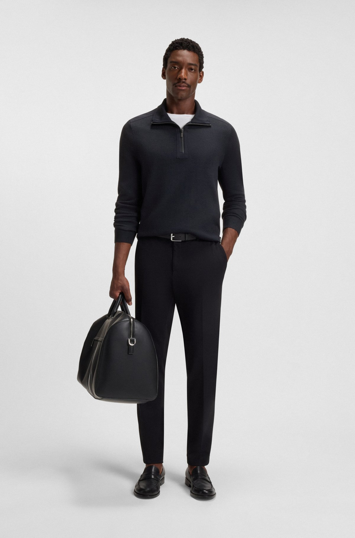 ZIP-NECK SWEATER WITH SOFTSHELL TRIMS - 4
