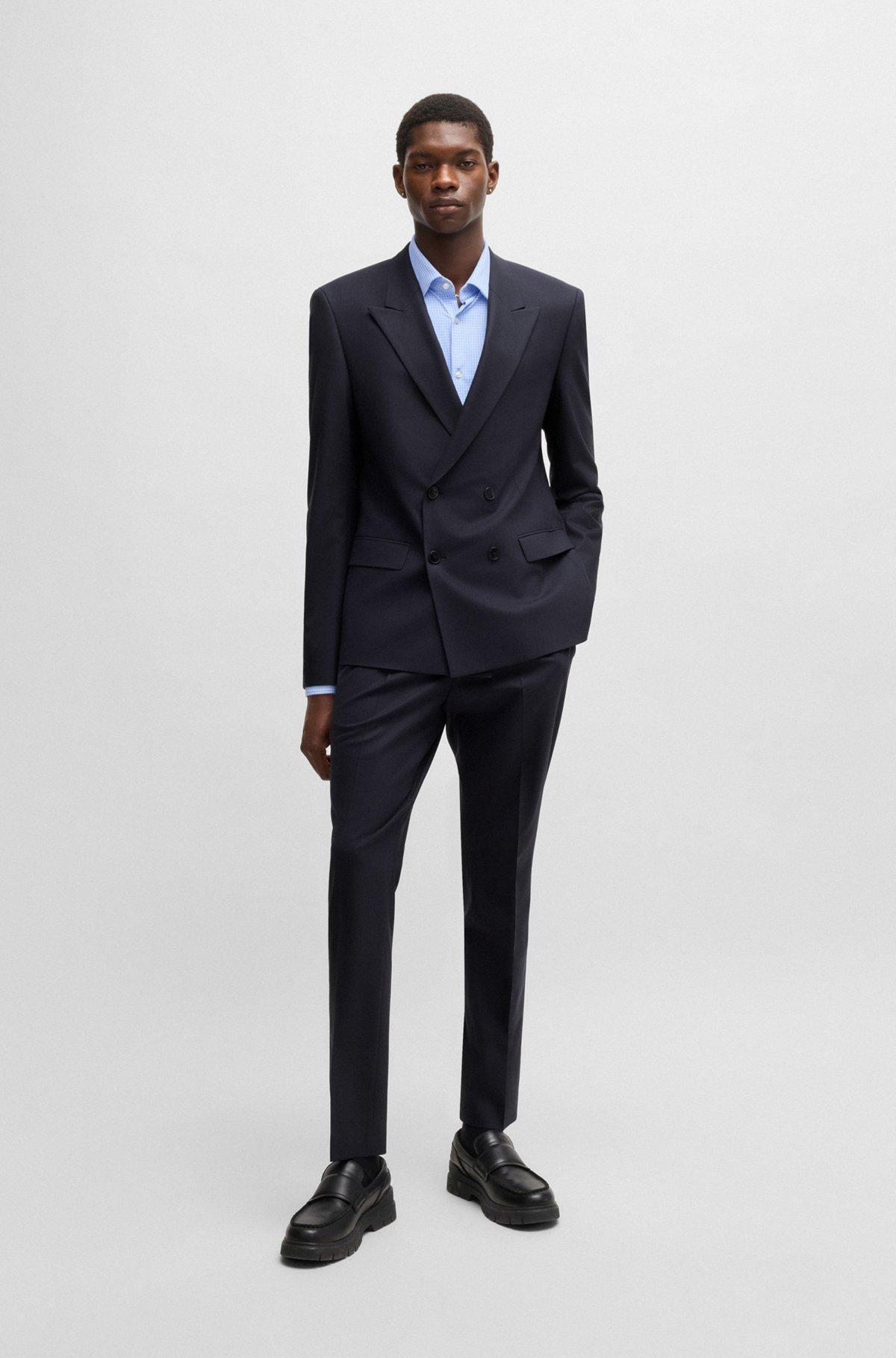 SLIM-FIT JACKET IN WOOL STRETCH POPLIN - 3