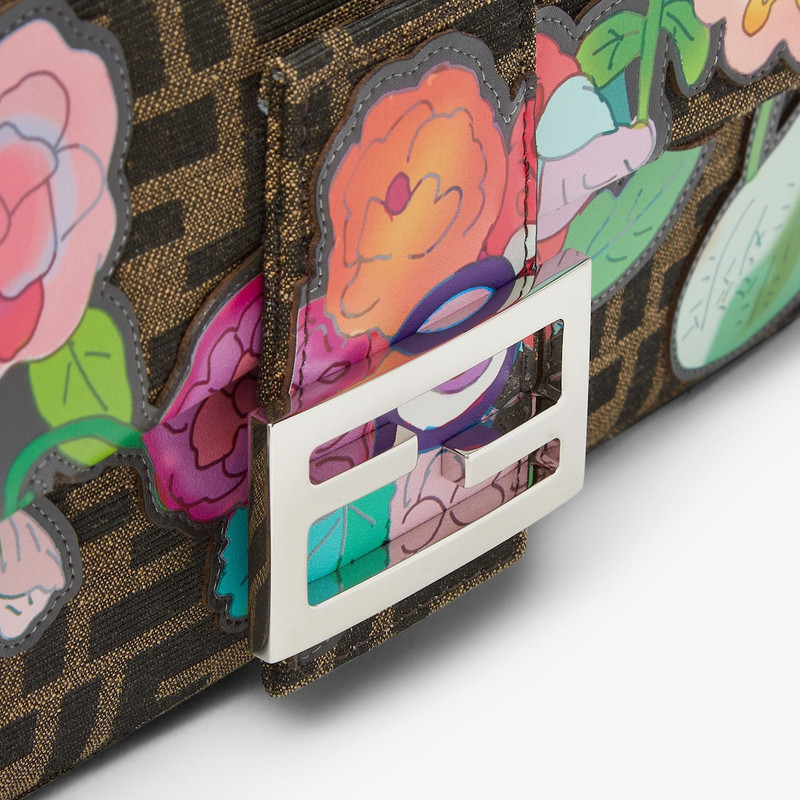 Baguette® Fantastic Fendi Future FF jacquard fabric bag with multicolor floral appliqués 7