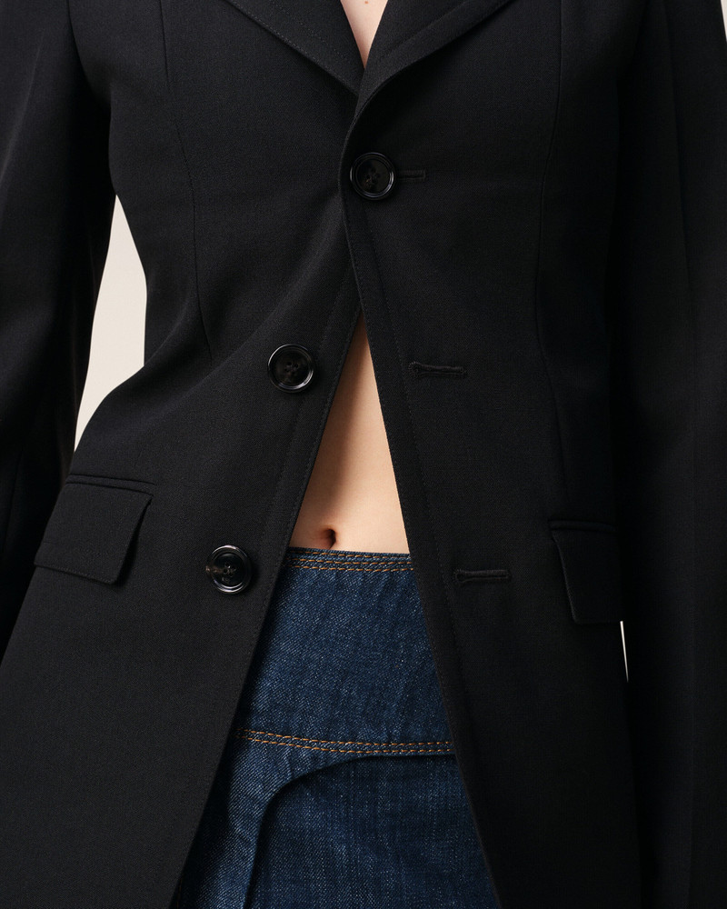 BLACK NEW WOOL SINGLE BREASTED FITTED JACKET 4
