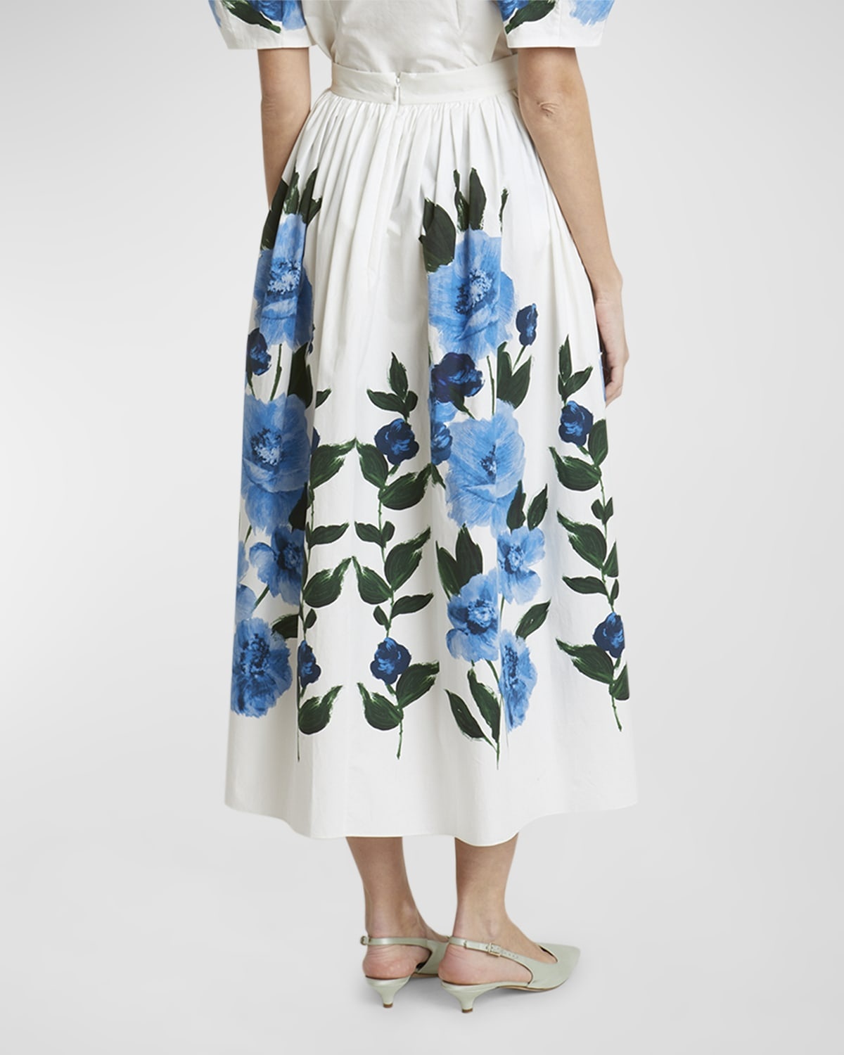 Painted Floral Volume Midi Skirt - 6