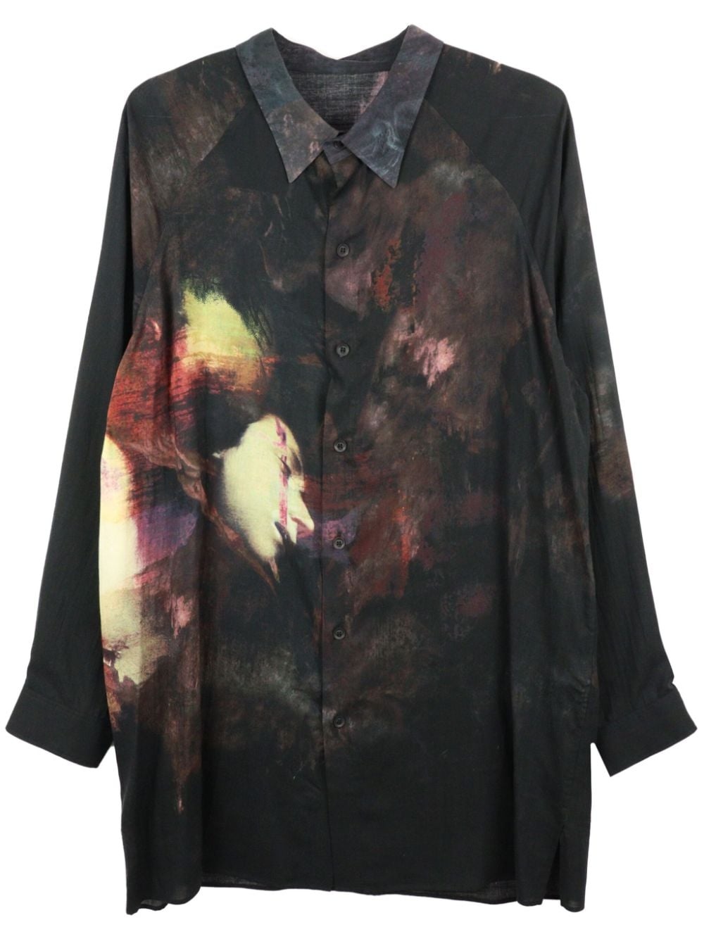 abstract-print long-sleeved shirt - 1