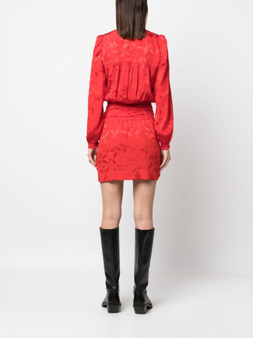 floral-jacquard wrap minidress - 8
