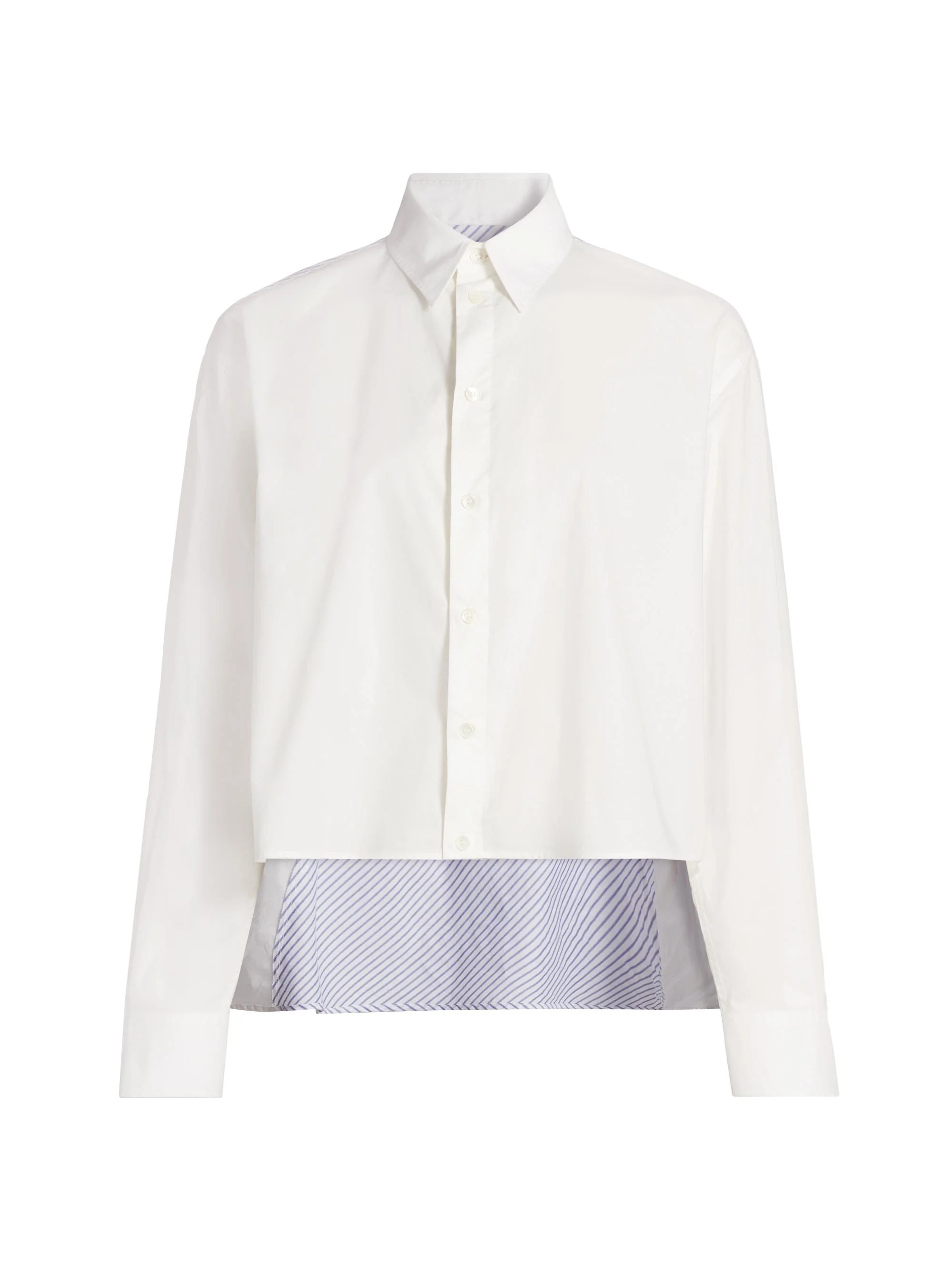 Women's Striped Cotton Button-Front Shirt - Off White - 1
