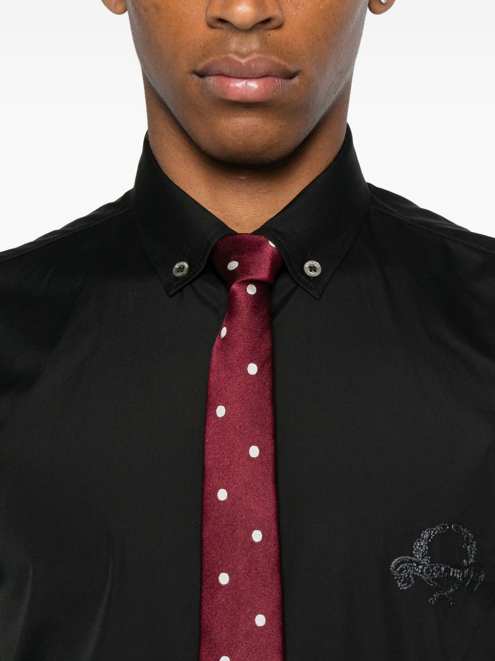 logo-embroidered cotton shirt - 5